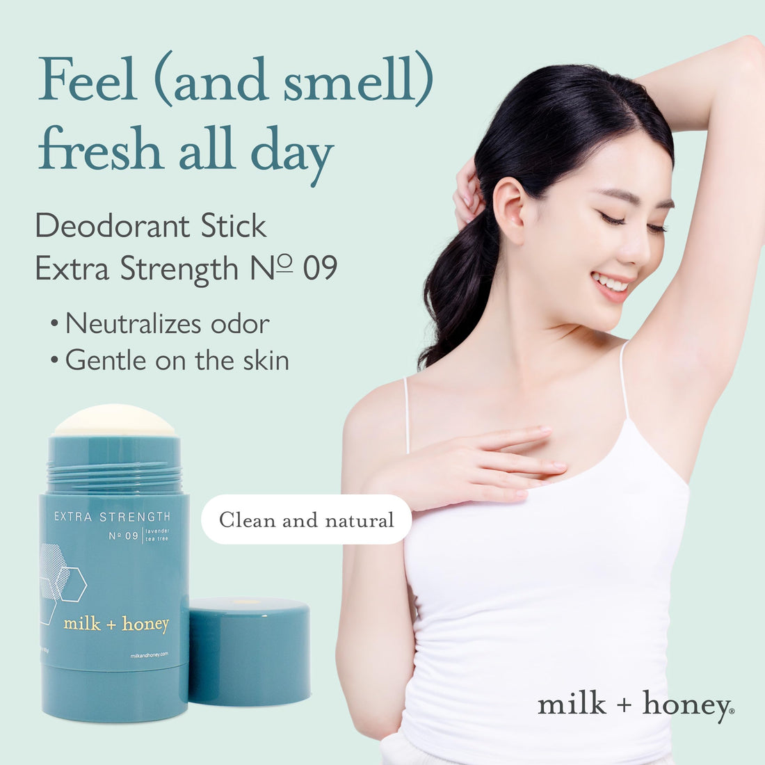 milk + honey Extra Strength, Aluminum Free Deodorant, No. 09, with Lavender, and Tea Tree, Natural Deodorant for Women and Men, 2.6 Oz