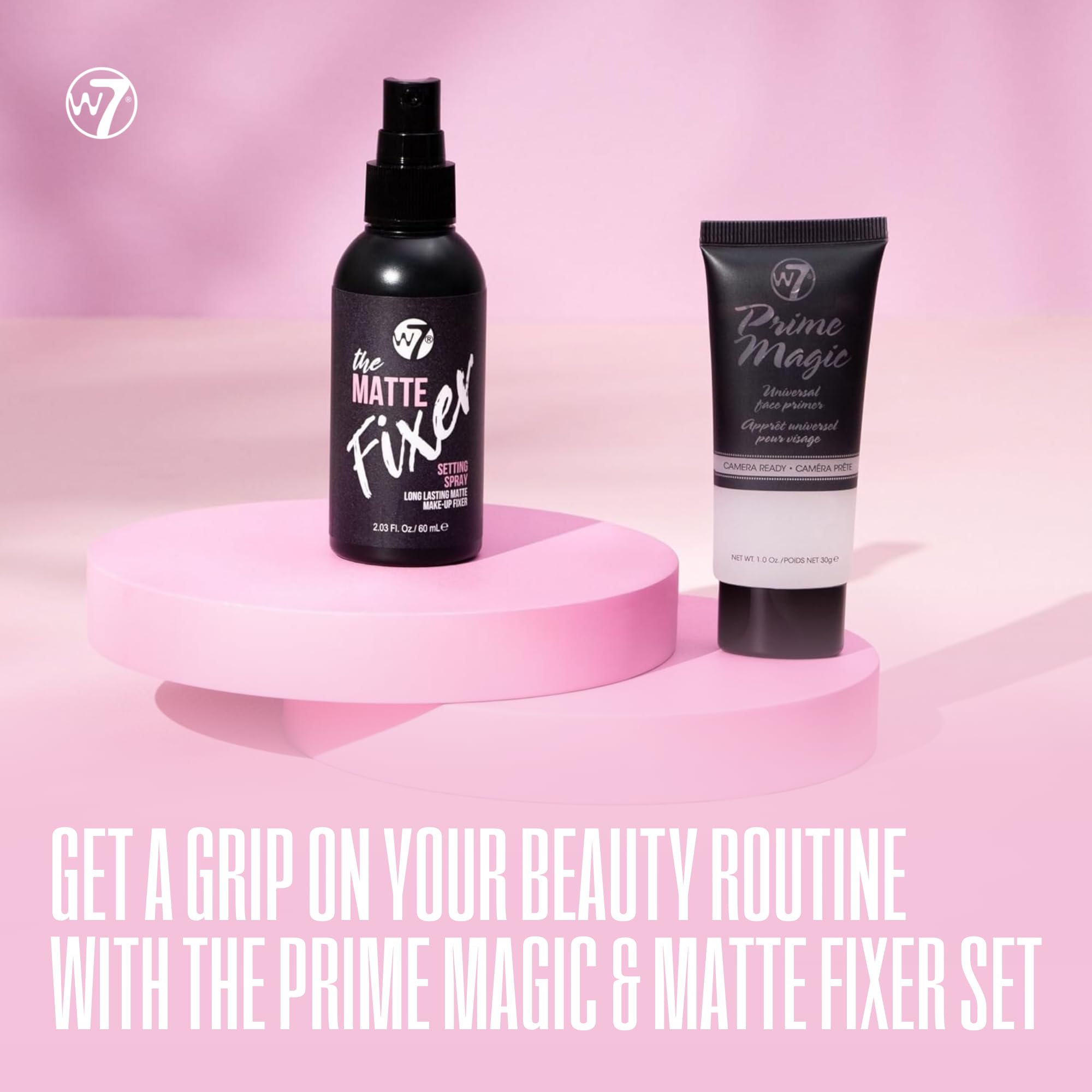 W7 The Fixer Matte Set - Setting Spray & Primer Duo - Natural, Matte Finish
