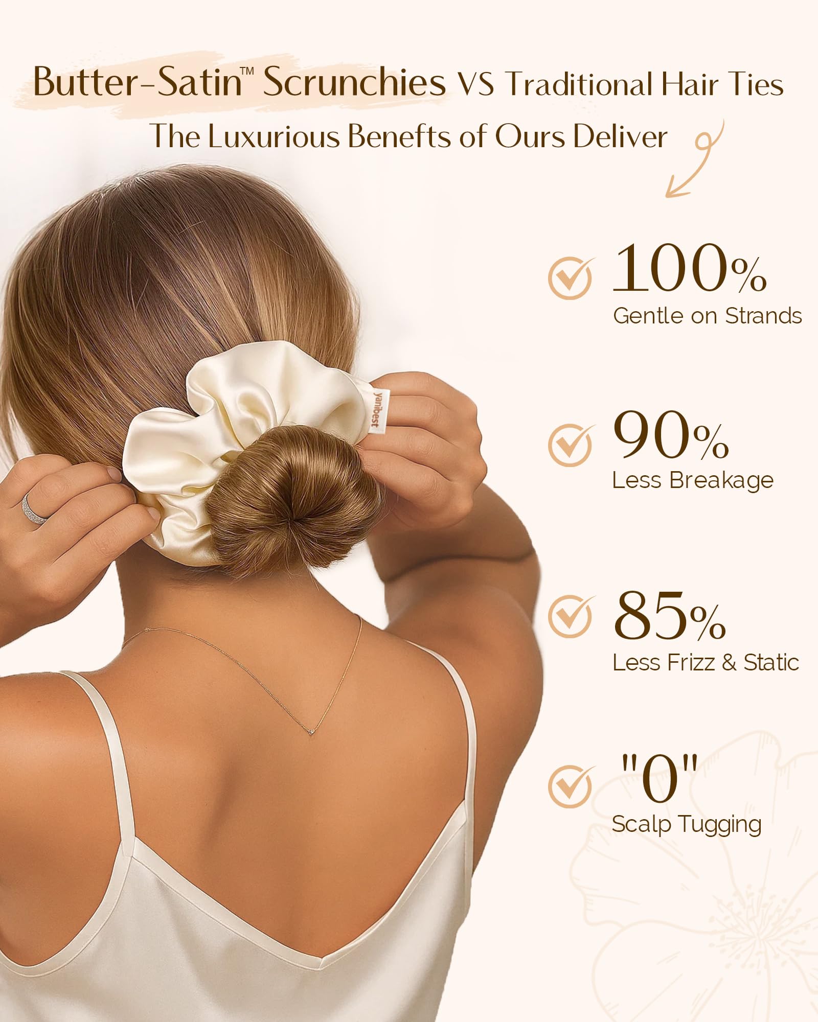 Yanibest 8 Pcs Satin Scrunchies - Silk Scrunchies Ponytail Holders, Soft Satin Hair Ties No Damage,Hair Accessories for Women Girls