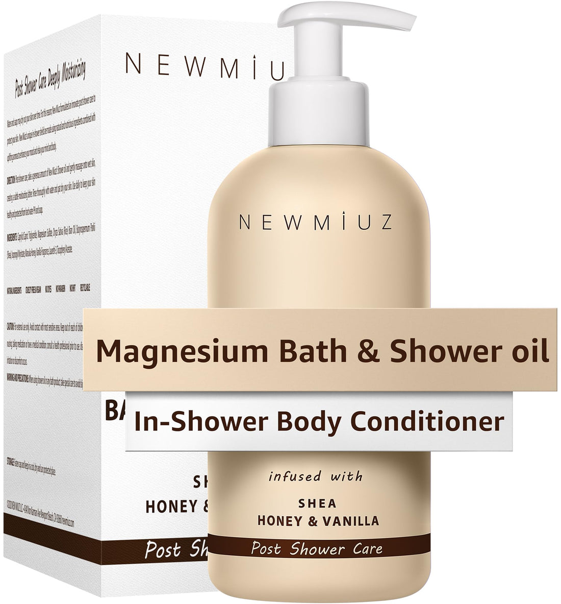 New Miuz Magnesium InShower Body Conditioner Soft Skin Post Shower Care Moisturizer for Body Legs Bath Oil for Dry Skin Shea Honey Vanilla Self Care Spa Gift