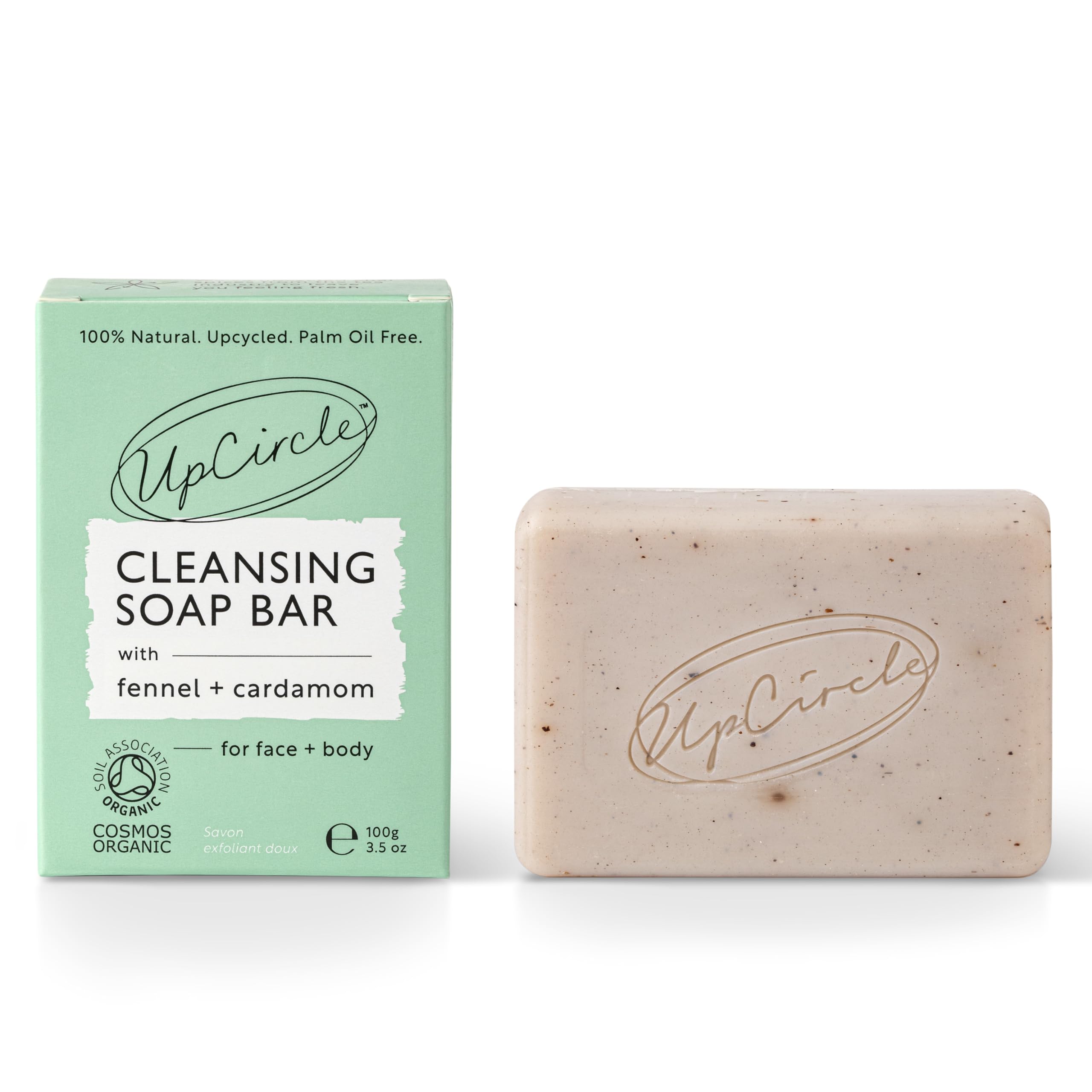UpCircle Fennel + Cardamom Chai Soap Bar 3.5oz - Organic Vegan Cleanser For Face And Body - Natural, Cruelty-Free + Palm Oil Free