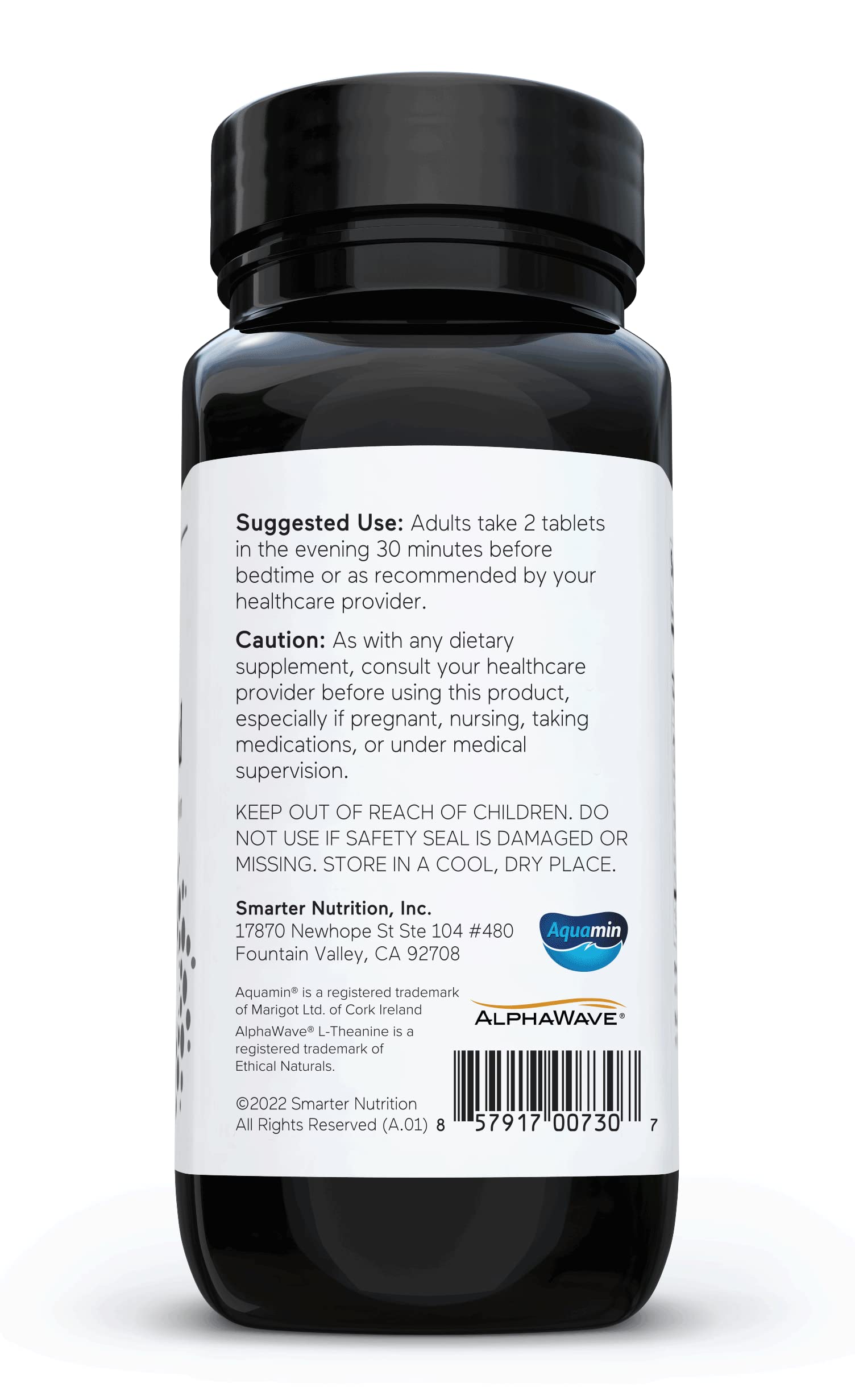 Smarter Nutrition Magnesium Complex - Chelated Mag Glycinate and Citrate, Malate, Hydroxide - Sleep & Stress Support with L-Theanine for Muscles, Nerves - Soy-Free - 60 Count - 30-Day Supply