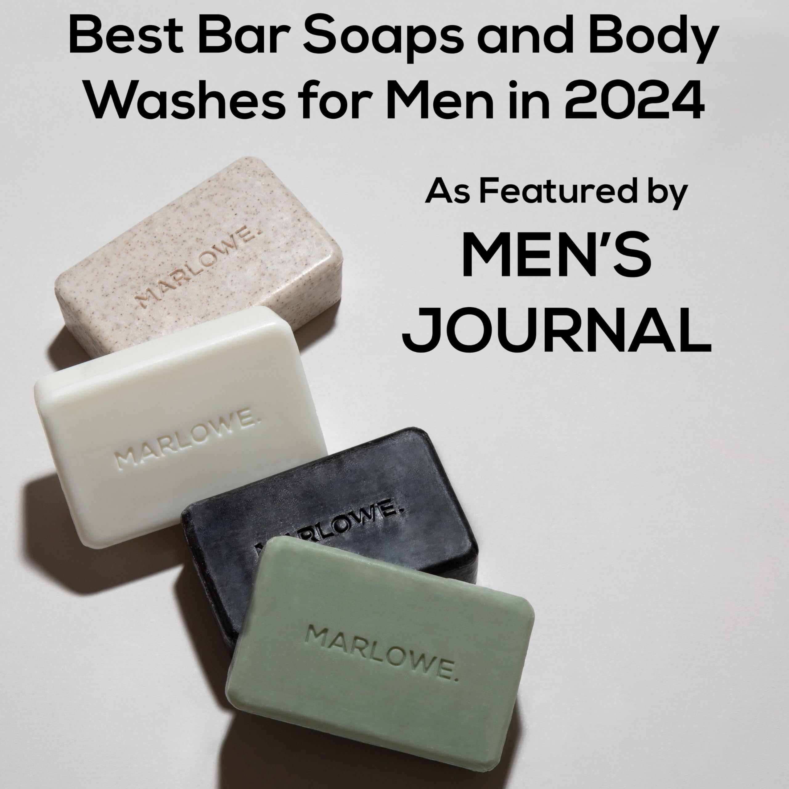 MARLOWE. No. 102 Men's Body Scrub Soap 7 oz, Earthy Oud Wood Scent, Best Exfoliating Bar for Men, Made with Natural Ingredients, Apricot Seed Powder, Shea Butter, Olive Oil, Green Tea Extracts