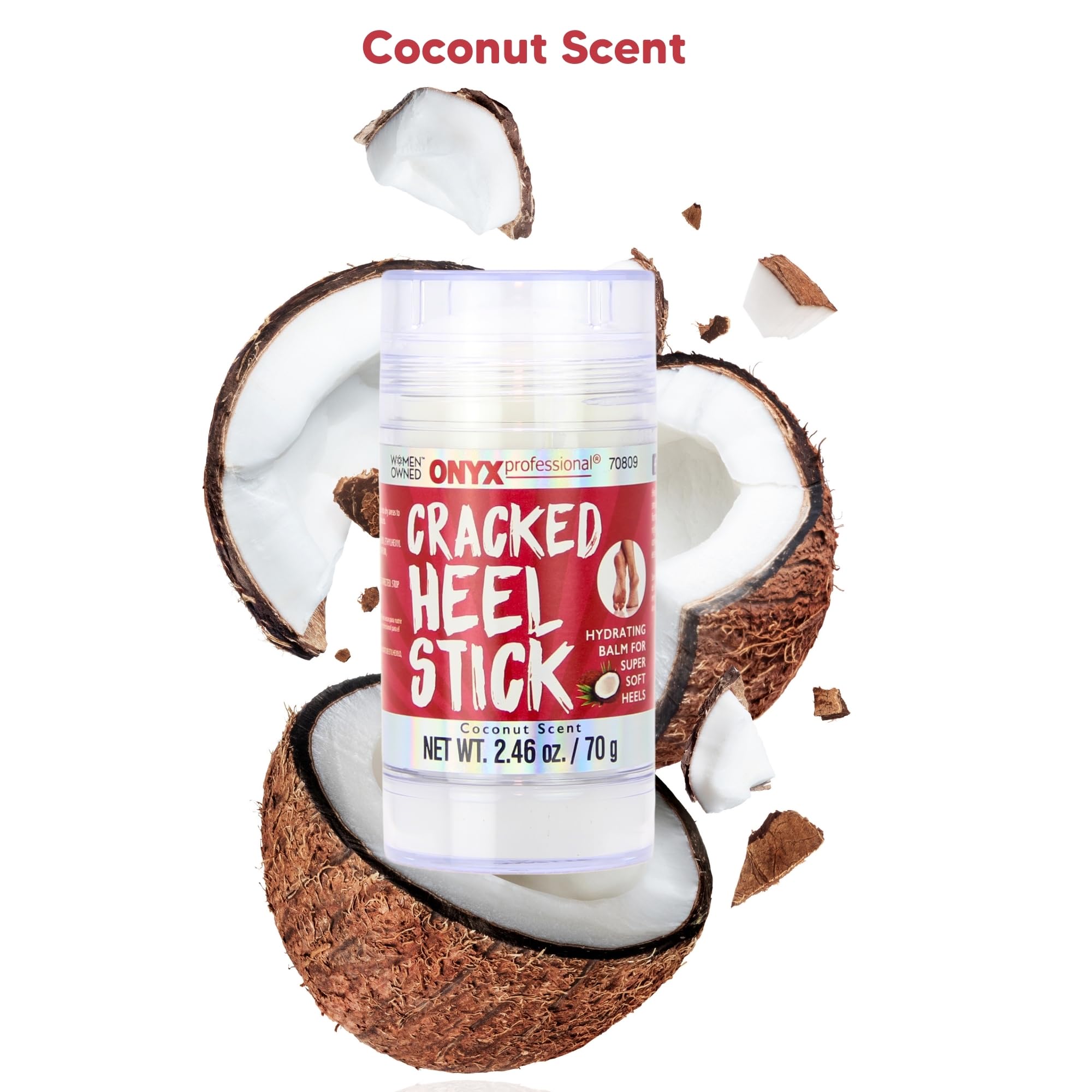Onyx Professional Cracked Heel Repair Balm Stick for Dry Cracked Feet Treatment, Moisturizing Heel Balm Rolls On So No Mess Like Foot Cream or Foot Lotion, Rescues Cracked Feet, Coconut Scent