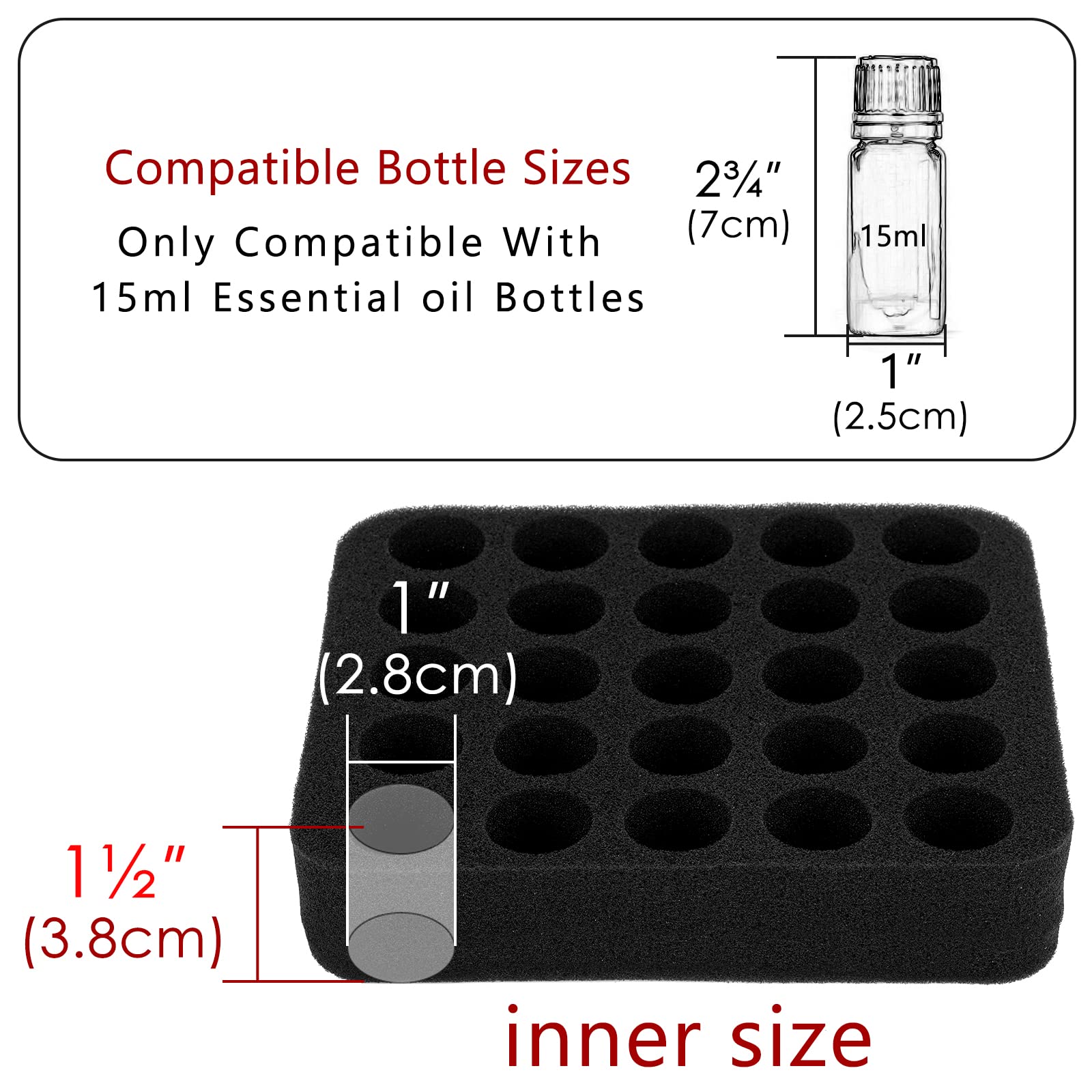 Linkidea Essential Oil Bottle Storage Case, Multiple Size Essential Oil Carrying Travel Case for 25 Bottles (15ml, 10ml, 5ml)