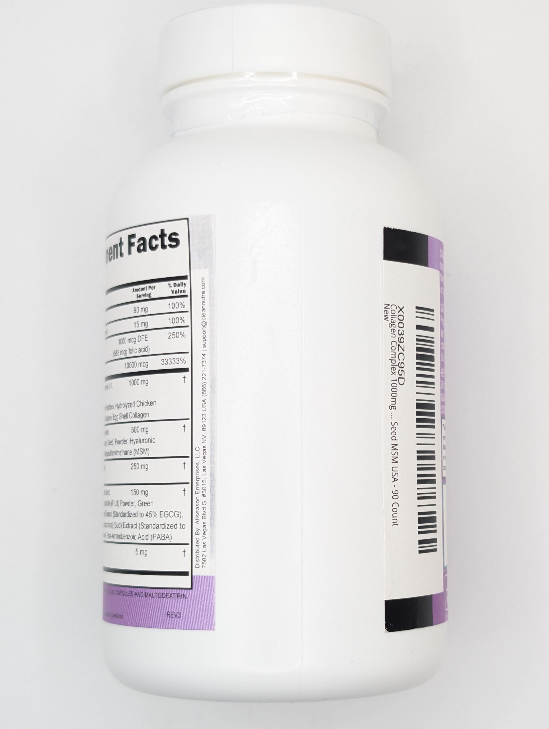 Clean Nutraceuticals Collagen Pills 1000mg Biotin 10000mcg Keratin Saw Palmetto Hyaluronic Acid - Hair Skin & Nails Vitamins & DHT Blocker with Vitamin E Folic Acid Pumpkin Seed MSM - 90 Count