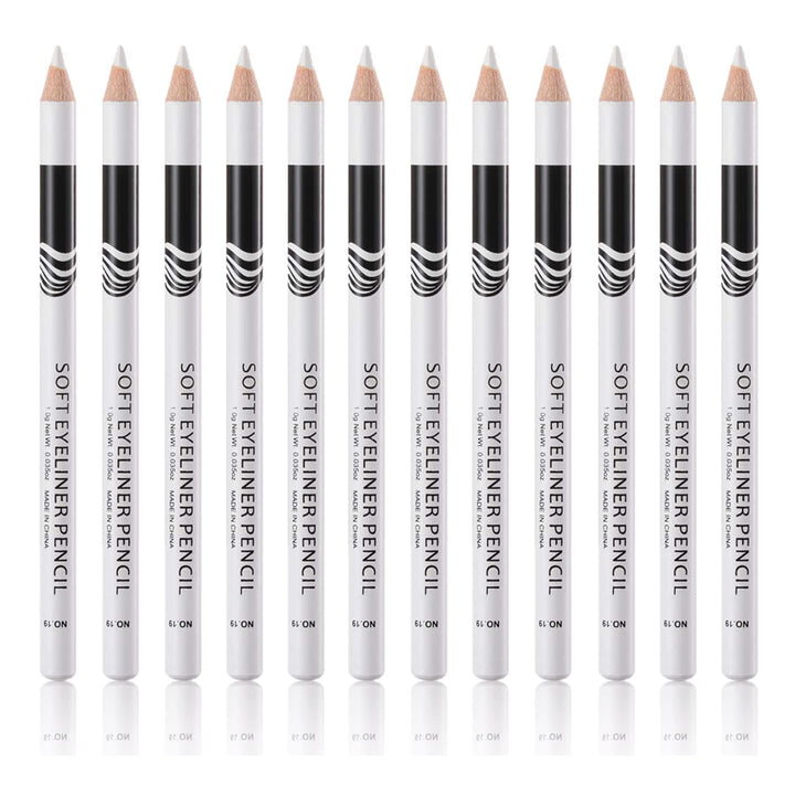 Go Ho 12 PCS White Eyebrow Eyeliner Pencils,White Eyeshadow Makeup Pen,Sweatproof Eye Highlighter Makeup Pencil,Long-lasting Nice Color Eye Brow Gel Pen,Brow Tint Sticks(White)