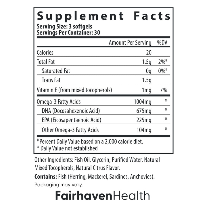 Fairhaven Health Peapod Prenatal DHA Supplements | Premium Icelandic Fish Oil Supplement for Healthy Pregnancy | EPA DHA Omega 3 Supplement for Brain, Eye, Heart Development | Citrus | 90 Softgels