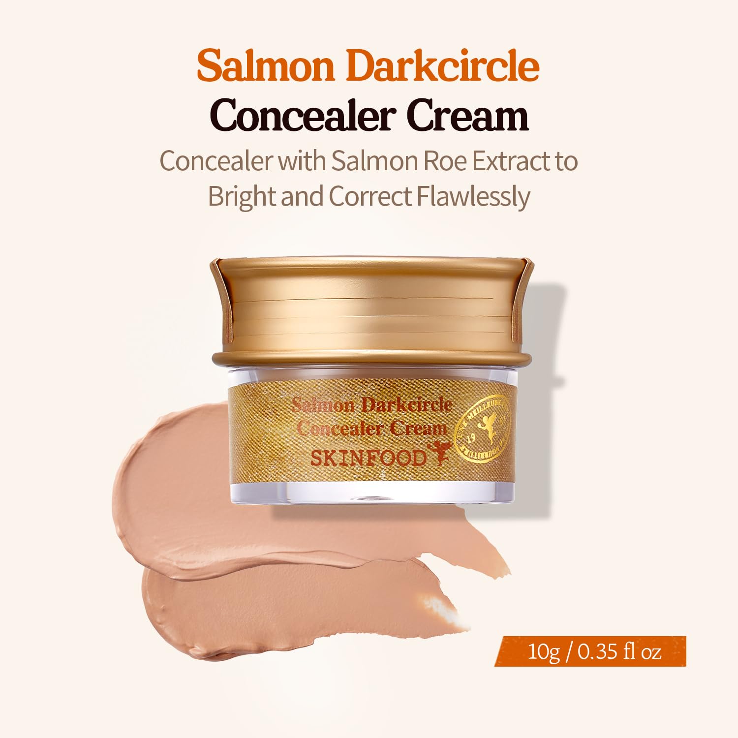 SKINFOOD Salmon Dark Circle Concealer Cream - Under Eye Concealer for Dark Spots and Wrinkles - Full Coverage - 0.35 Oz/10 g (Salmon Beige)