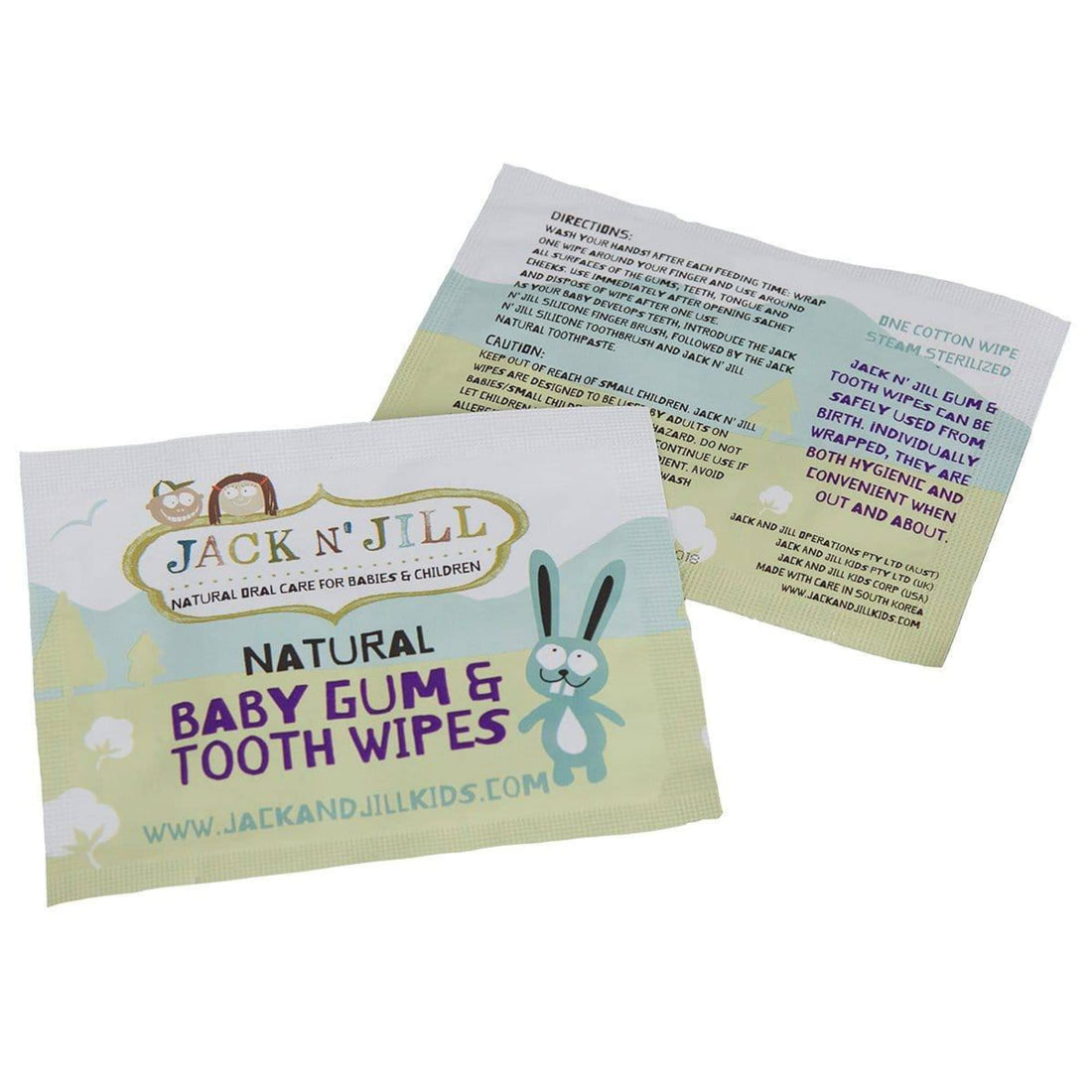 Jack N' Jill Baby Gum & Tooth Wipes - Natural & Safe, Contains only Water & Xylitol, Soft Sterilized Cotton, Free from Fluoride & Sugar, Baby Mouth Wipes - 25 Individually Wrapped Wipes
