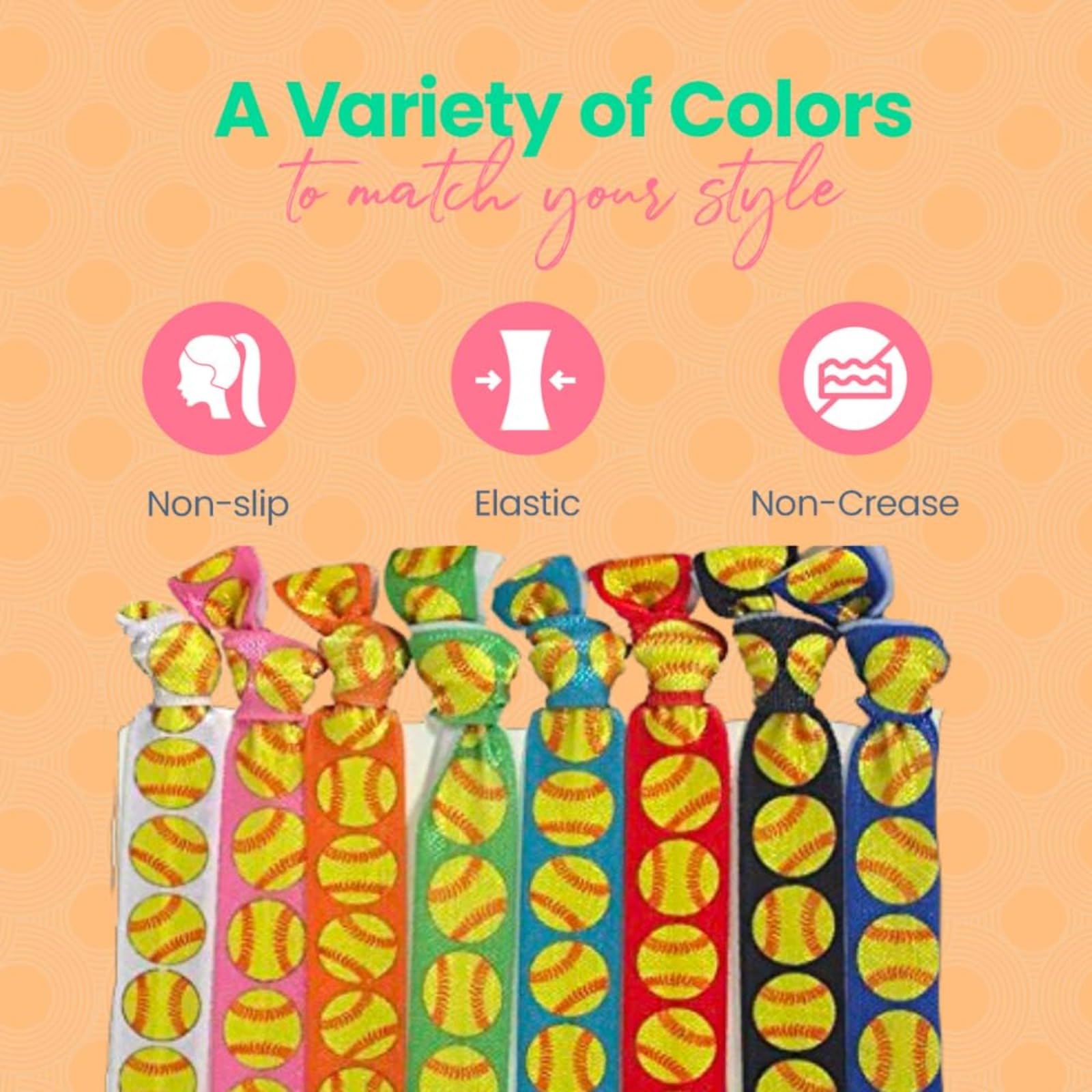 Infinity Collection Infinity Collection Softball Hair Accessories, Girls Softball Hair Ties, for Softball Player and Softball Teams