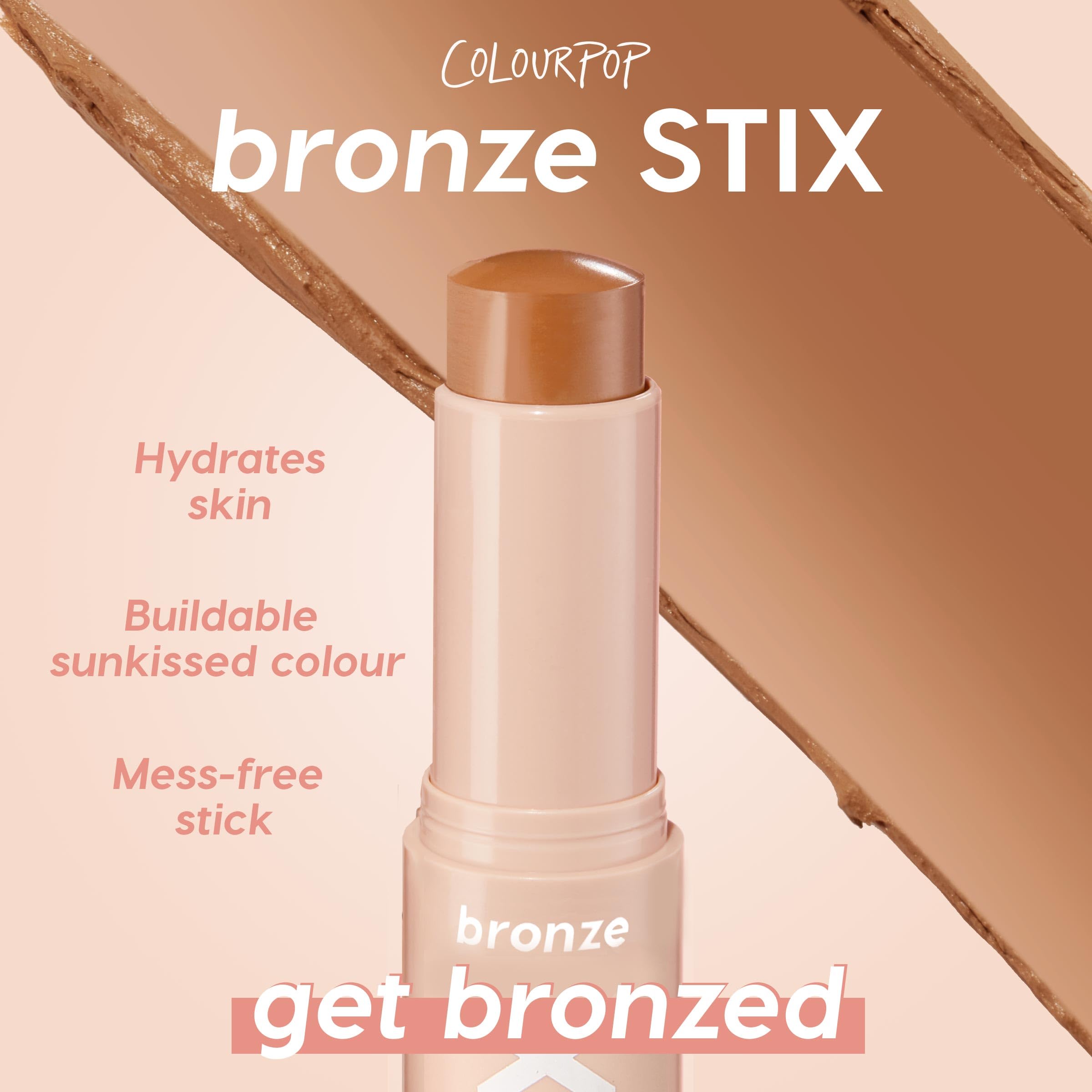 ColourPop Cream Bronzer Stick - Blendable Cream Contour & Glowy Summer Makeup with a Natural, Matte Finish - Buildable Formula for Shimmer-Free, Sun-Kissed Warmth - Moonstone Beach (0.28 oz)