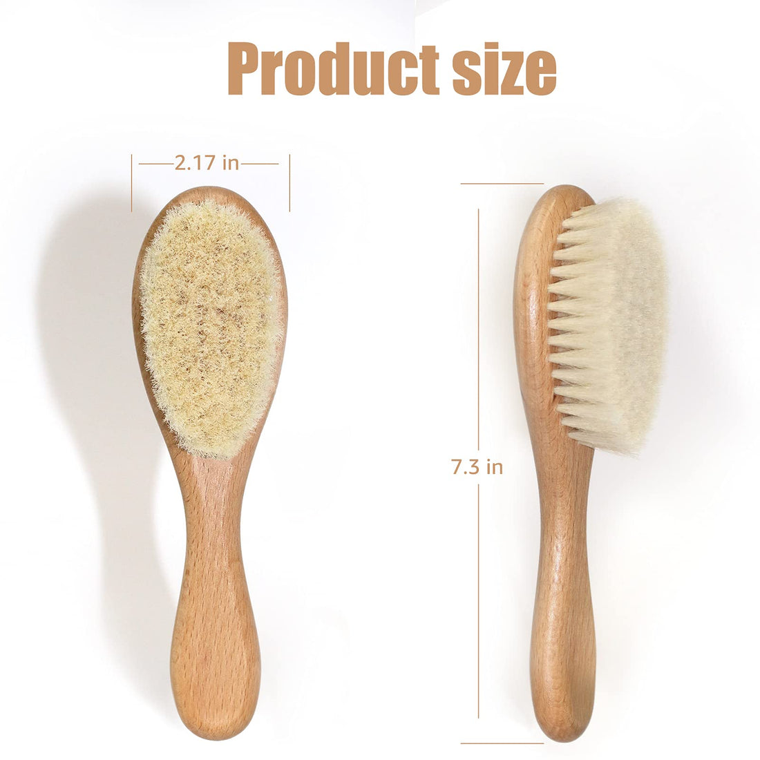 Tokcom Baby Hairbrush, Baby Massage Brush with Wooden Handle & Super Soft Goat Bristles for Newborns & Toddlers