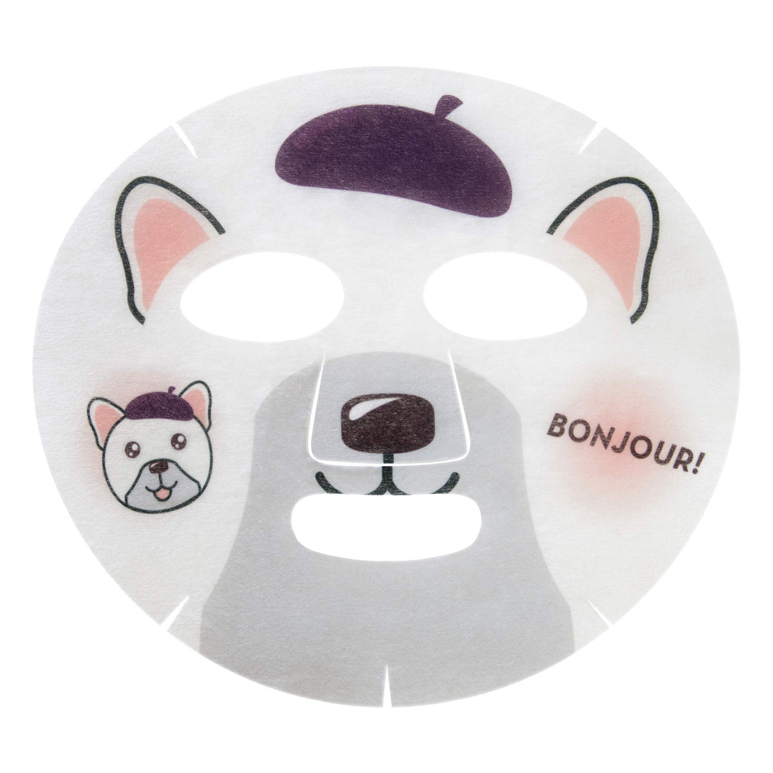 The Crème Shop Collagen Face Mask, Animal Face Mask Sheet, Korean Skin Mask, Cute Bulldog Sheet Mask Plumps Skin, Collagen Mask, Face Mask Animal Sheets - 3 Pack