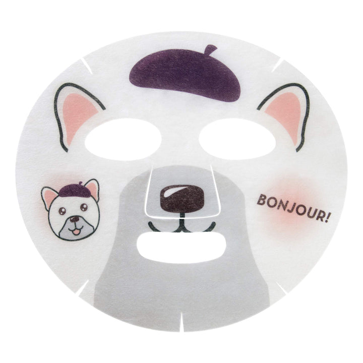 The Crème Shop Collagen Face Mask, Animal Face Mask Sheet, Korean Skin Mask, Cute Bulldog Sheet Mask Plumps Skin, Collagen Mask, Face Mask Animal Sheets - 3 Pack