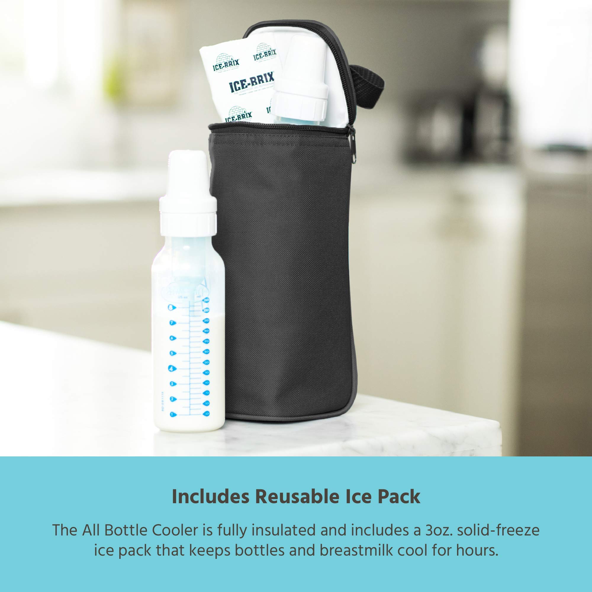 J.L. Childress Breastmilk Cooler Bag - Insulated & Leak Proof Newborn Bottle Bag - Fits 1-2 Bottles - Daycare & Travel Black