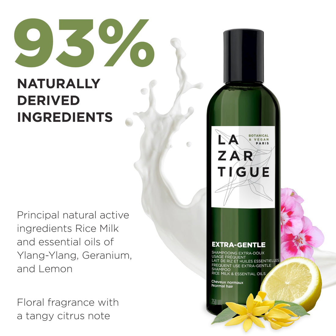 Lazartigue Extra Gentle Hair Shampoo, Prevents Irritations & Dandruff, Enhances Strength & Shine, Vegan, Sulfate and Silicone Free, 8.4 fl.oz.