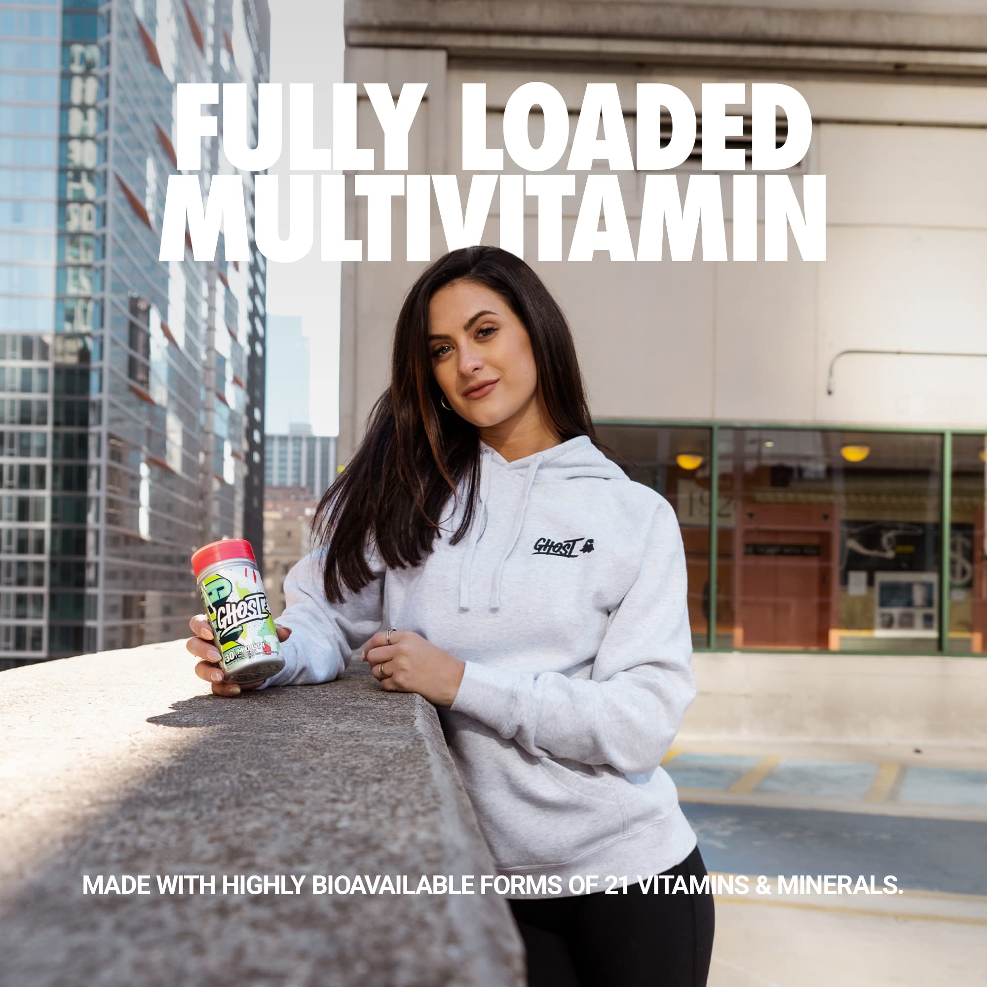 GHOST Multi Multivitamin for Men & Women, 90 Capsules - Loaded with 21 Vitamins, Minerals & Key Nutrients - Vitamin A, Vitamin C, Vitamin D, Vitamin E & Zinc - Free of Gluten, Soy & Sugar, Vegan