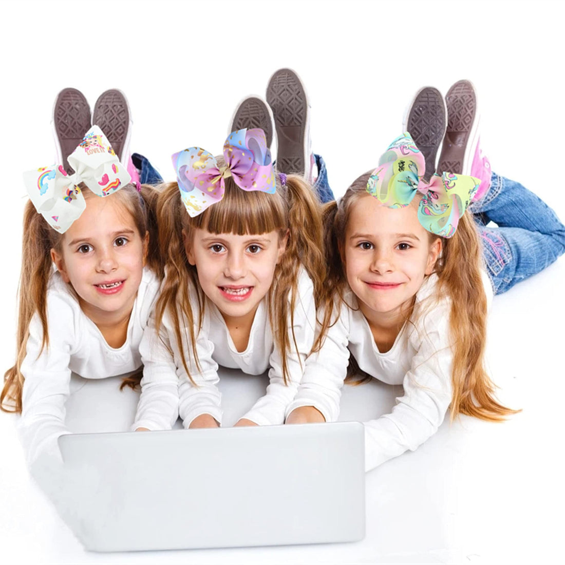 Eyegla Hair Bows For Girls Large Bow Hair Clips Girl Hair Bows For Hair 8 Inch Grosgrain Ribbon Hair Accessories Pack of 12 Color