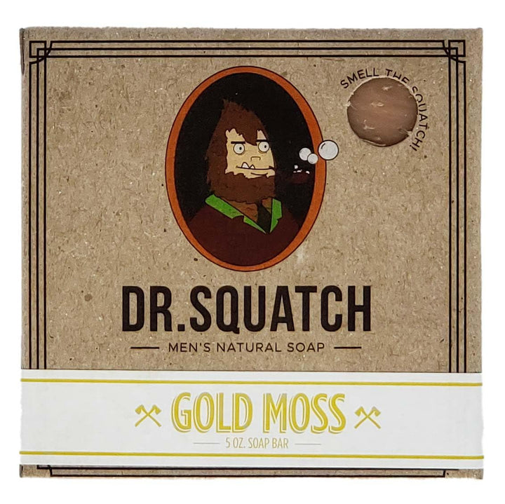 Dr. Squatch Gold Moss Bar Soap ââ‚¬â€œ Olive Oil Soap with Kaolin Clay and Salt for Light Scrubbing ââ‚¬â€œ Mens Soap with Sophisticated Scent Handmade with Natural Ingredients in USA