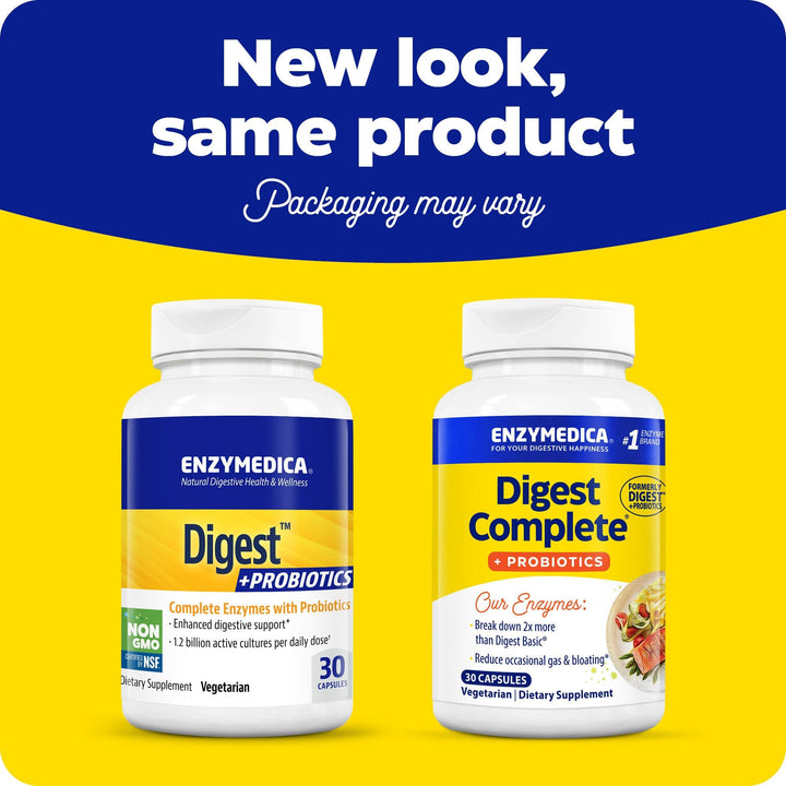 Enzymedica, Digest Basic + Probiotics, Gentle Digestive Enzymes with 400 Million CFU Active Cultures per Capsule, 30 Capsules