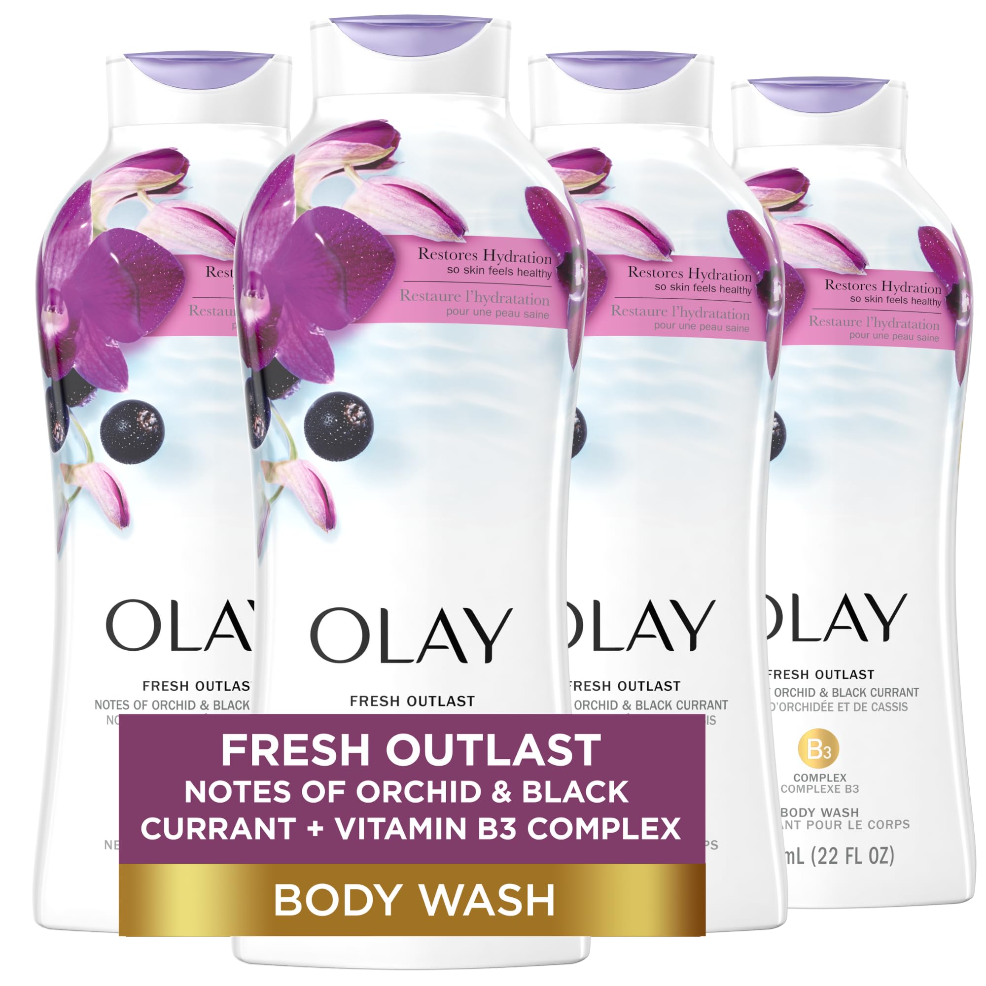 Soothing Orchid & Black Currant : Olay Fresh Outlast Soothing Orchid & Black Currant Body Wash 22 oz, (4 Count)