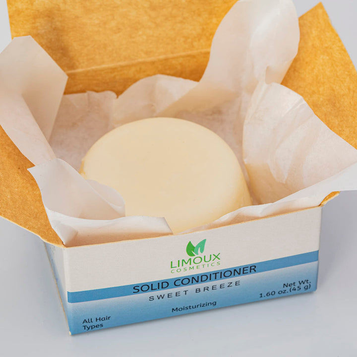 Limoux Cosmetics Solid conditioner Bar - All hair types - Moisturizing, brightening and softening - 1.60 oz - Paraben Free, SLS free, Cruelty free, Vegan, Eco Friendly, Zero waste, up to 40 uses