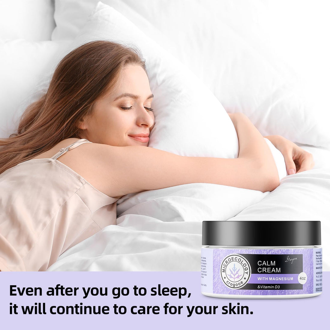 Crogooe Magnesium Body Cream - Moisturizing Lotion Nighttime Magnesium Cream, Hydrating Dry Skin on Body,(Lavender) 4 OZ