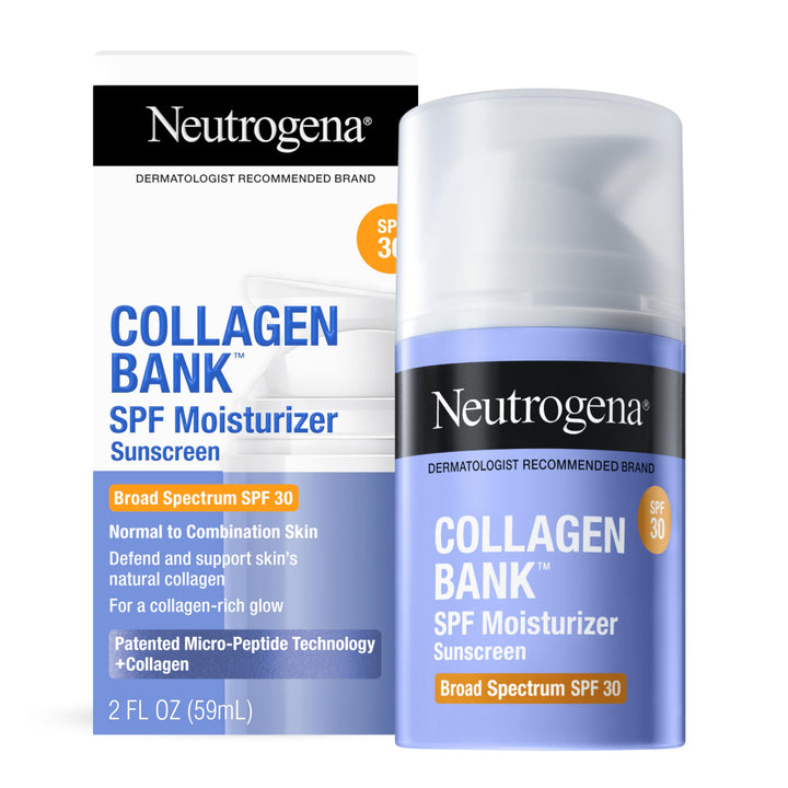 Neutrogena Collagen Bank Face Moisturizer with SPF 30 Sunscreen, Daily Anti-Aging Face & Neck Collagen Cream with Micro-Peptides & SPF to Support & Protect Skin’s Natural Collagen, 2 fl oz
