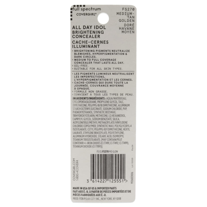 COVERGIRL All Day Idol, Brightening Concealer, Medium-tan Golden, 0.12 Ounce