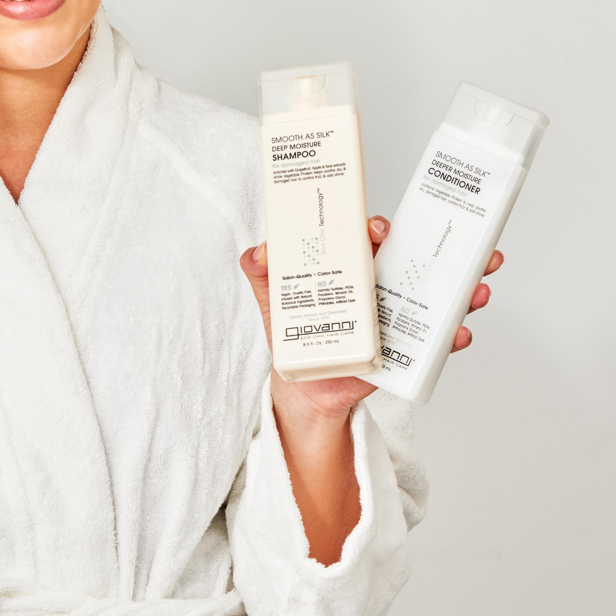 GIOVANNI Smooth as Silk Deep Moisture Shampoo (Apple + Aloe Extracts), Hydrates and Calms Frizz, Detangles, Wash & Go, Curly & Wavy Hair, Sulfate & Paraben Free, Color Safe, Lavender, 24 Fl Oz