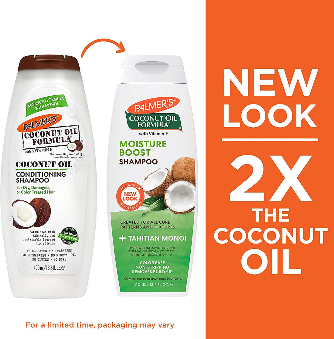 Palmer's Coconut Oil Formula Conditioning Shampoo and Repairing Conditioner Pack (400 and 250 ml)