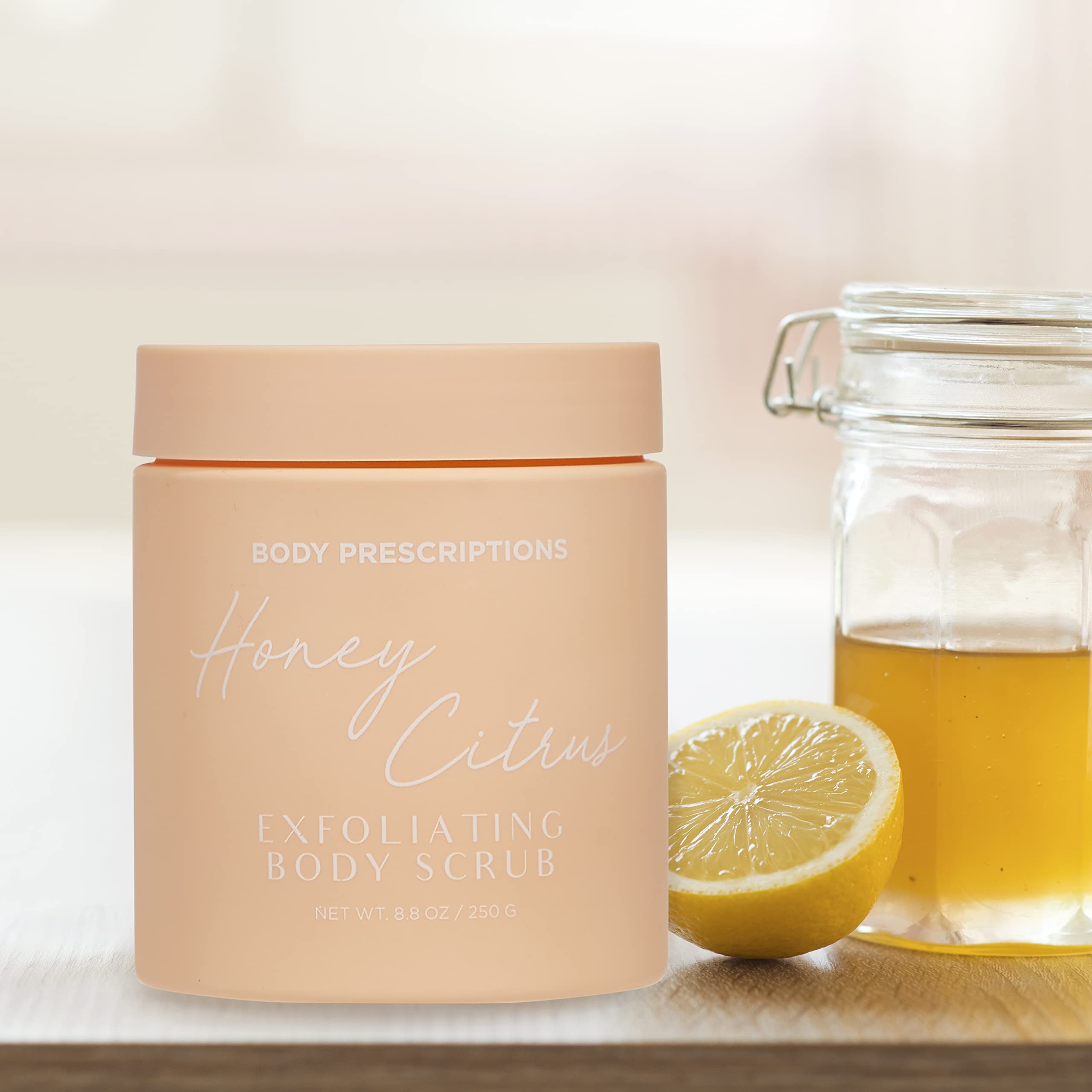 Body Prescriptions Exfoliating Body Scrub – Body Cleanser for Nourished, Ultra-Smooth Skin, Honey Citrus, Coconut Almond, and Sweet Mint