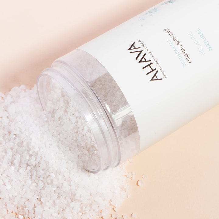 AHAVA Dead Sea Salt Mineral Bath Salt, Natural - Intense Relaxation for Body & Mind, Elevates Moisture, Softens & Eases Sore Muscles, Enriched by Exclusive Dead Sea Salt & Osmoter blend, 32 oz