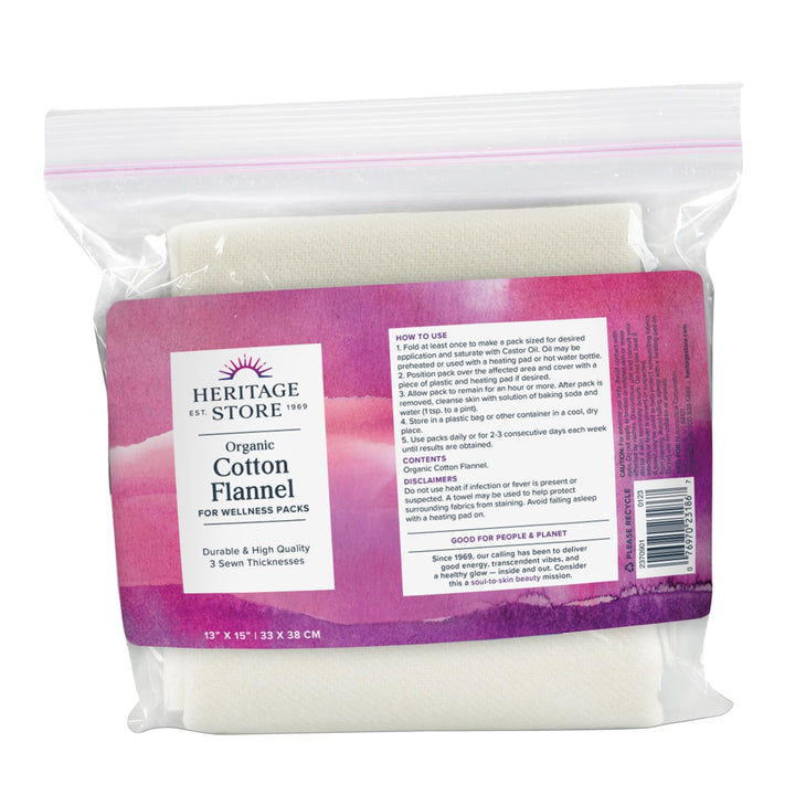 Heritage Store Cotton Flannel, Organic, 13 Inches X 15 Inches