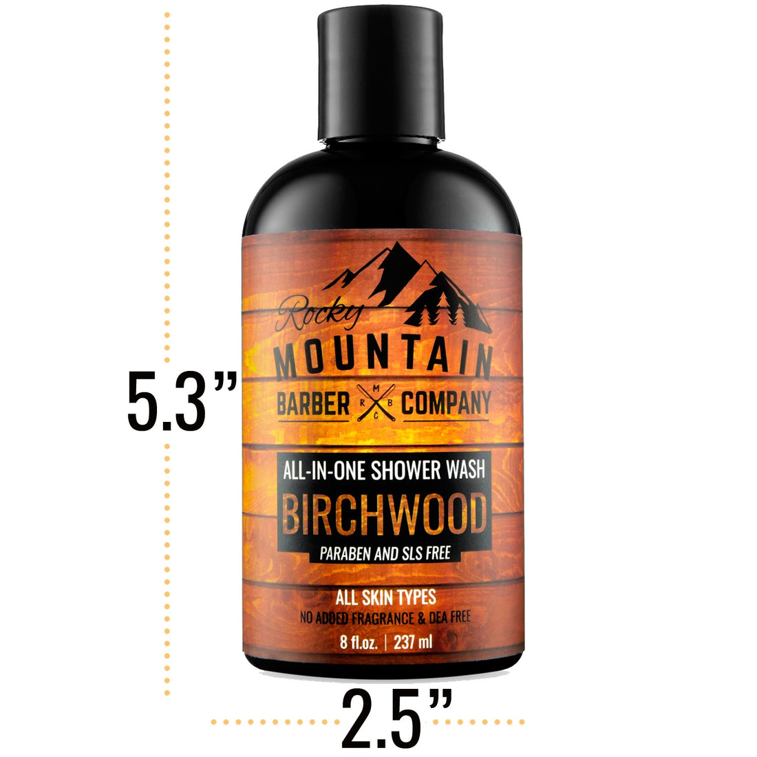 All-in-One Shower Wash for Men â€“ Shampoo, Body Wash, Conditioner, Face Wash & Beard Wash â€“ Natural Ingredients with Essential Oils â€“ Paraben, SLS & DEA Free - Birchwood Scent â€“ 8oz