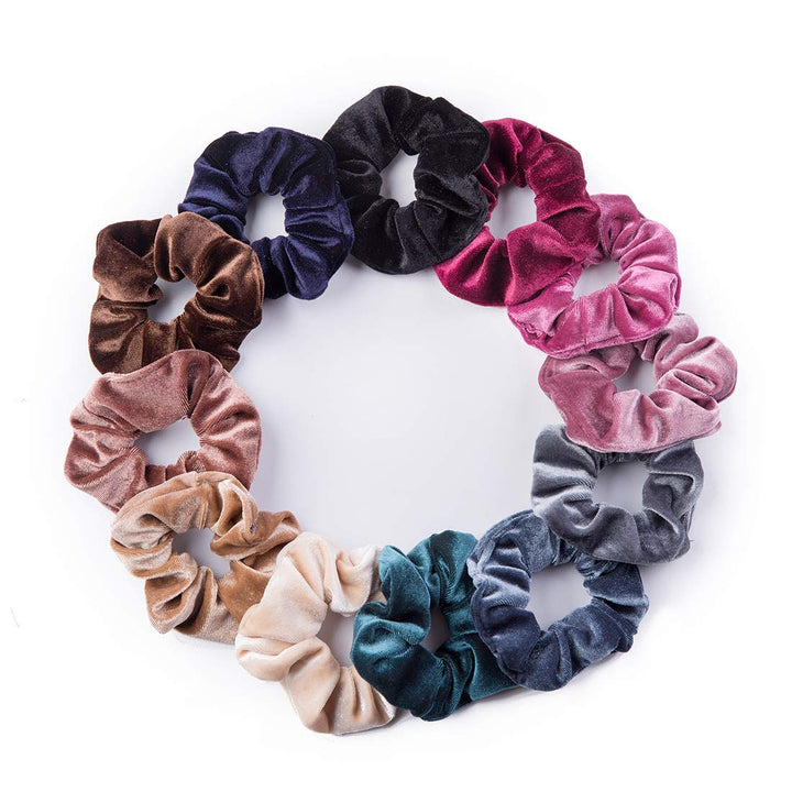 12 Pack Velvet Hair Scrunchies Scrunchy Hair Ties Elastic Hair Bands Ropes Scrunchie for Women or Girls Hair Accessories(12 Colors)