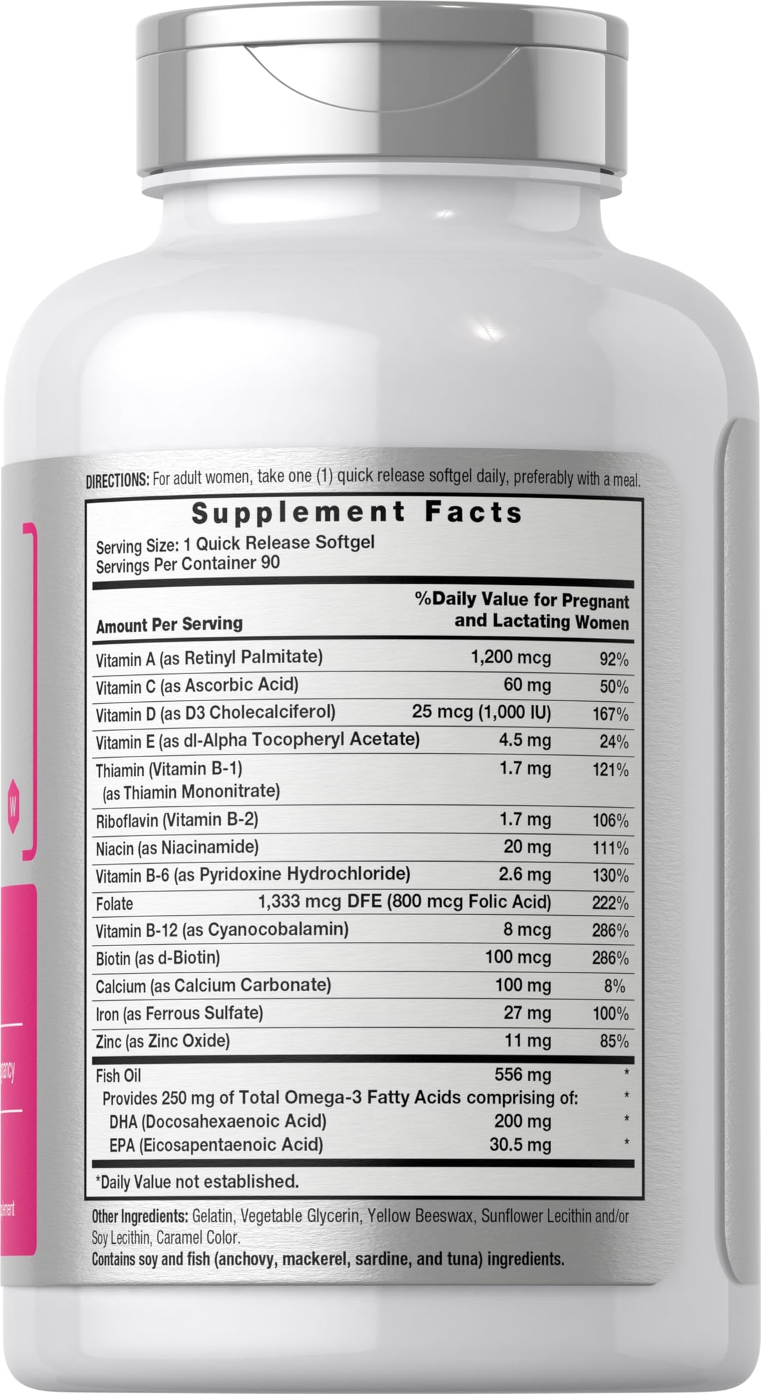 Horbäach Women's Prenatal Multivitamin with DHA, Iron and Folic Acid | 90 Softgels | Non-GMO & Gluten Free