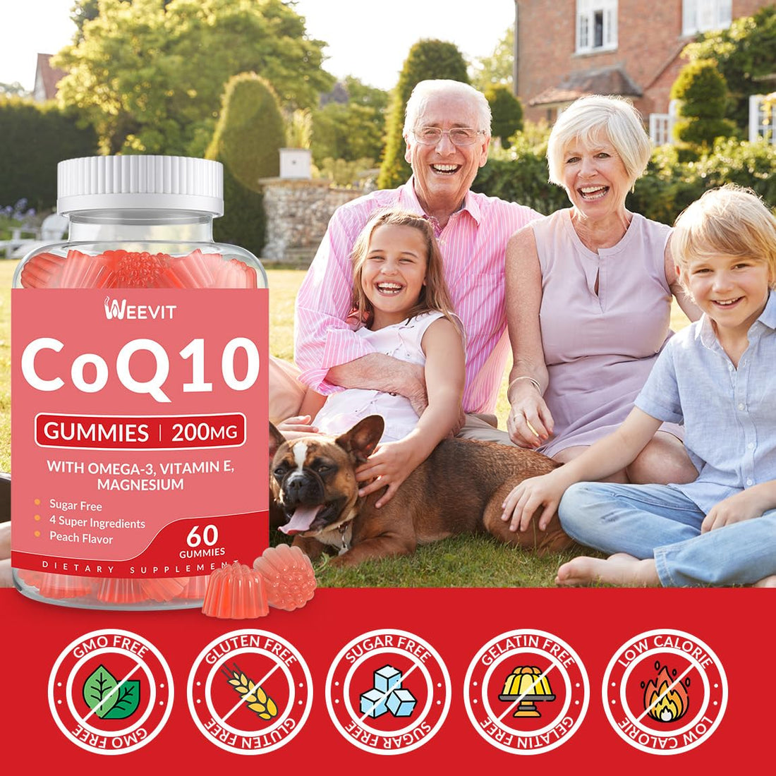 Sugar Free CoQ10 Gummies 200 MG, Coenzyme Q10 (Ubiquinone) Gummies for Adults, Co Q10 Supplement with Omega-3, Vitamin E & Magnesium - Energy, Brain and Antioxidant Support