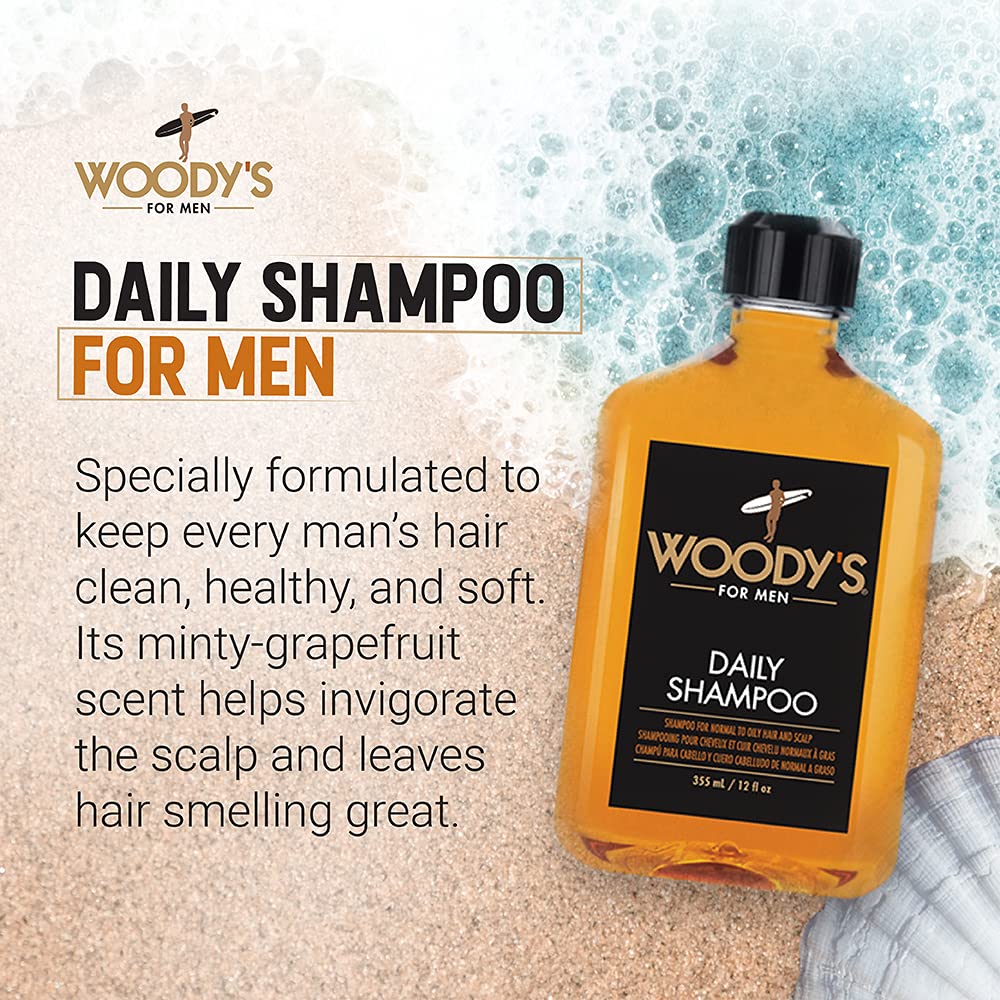 Woody's Daily Shampoo for Men, 12 Ounce by Woody's
