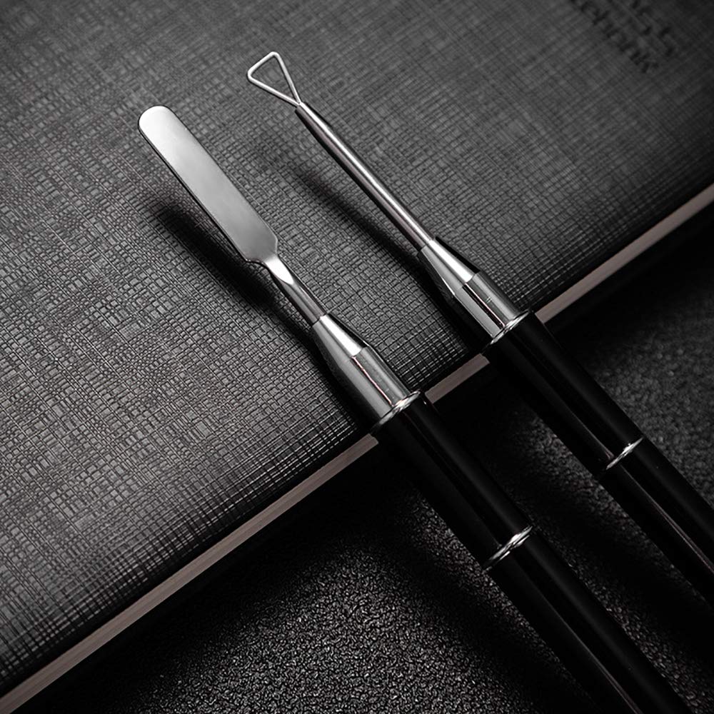 2Pcs Acrylic UV Gel Dual-Ended Polygel Brush, Kalolary Polygel Picker and Nail Pusher Peeler Scraper, Triangle Nail Polish Cuticle Remover Tool Stainless Steel Gel Nail Tool for Nails Extension Tools