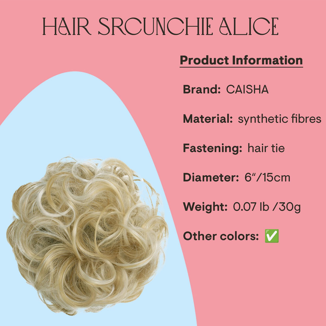 mix 86AH613 : PRETTYSHOP Scrunchie Scrunchy Bun Up Do Hair piece Hair Ribbon Ponytail Extensions Wavy Curly or Messy bleach blonde mix 86AH613