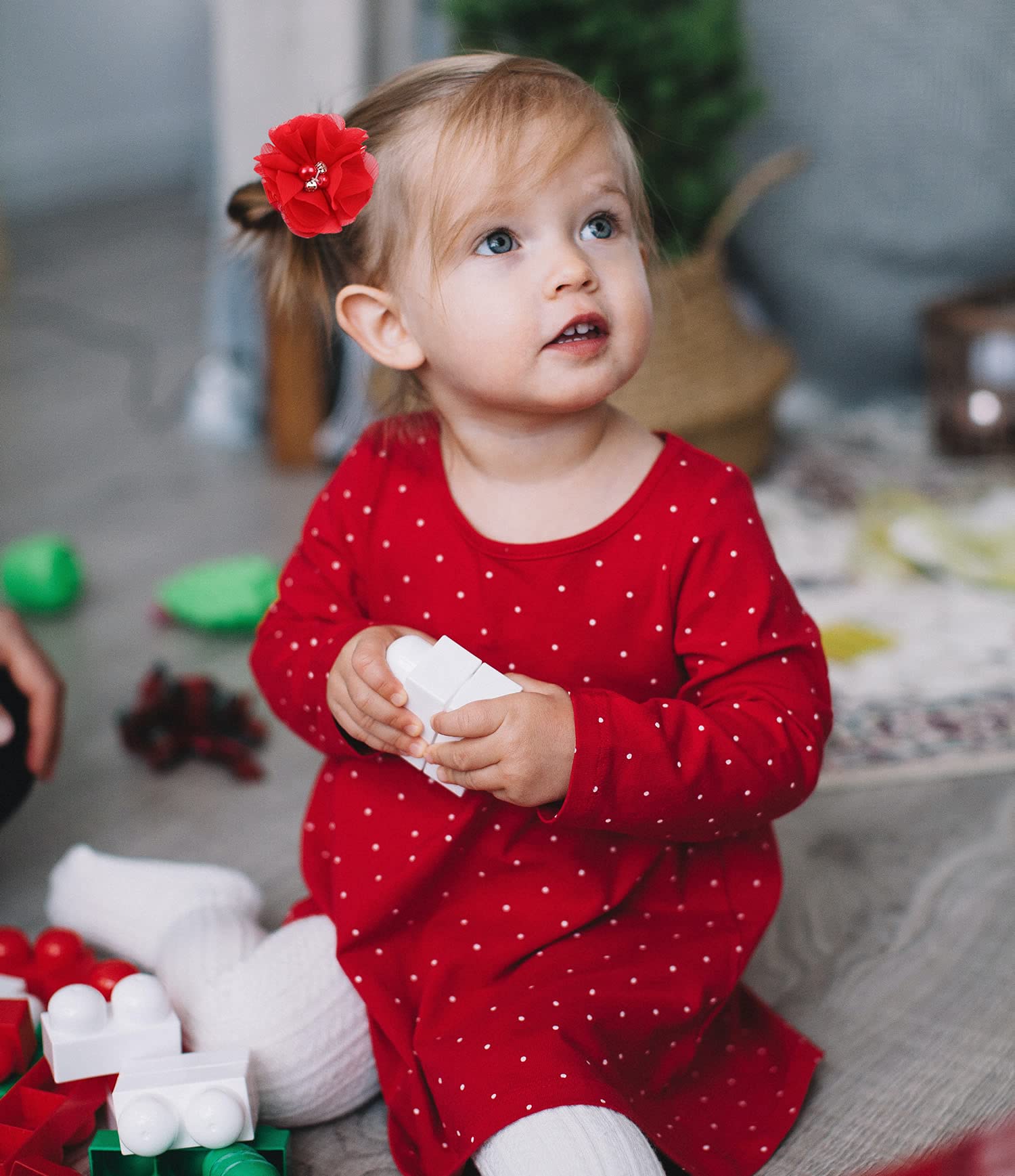 inSowni 2 Alligator Hair Clips Barrettes Chiffon Flower Bow with Rhinestone Pearl for Baby Girl Toddlers