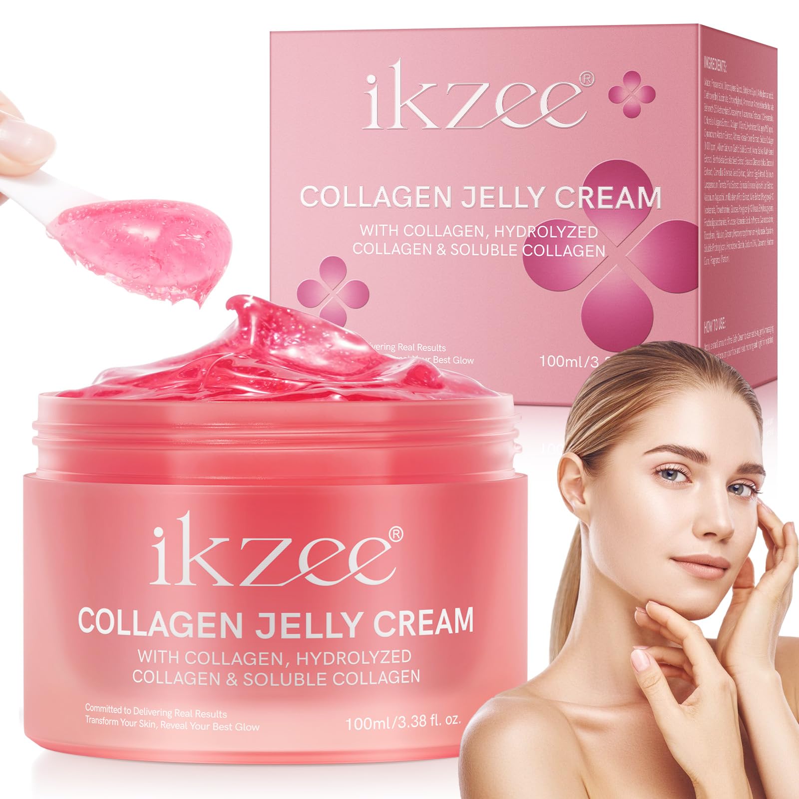 Btefls Collagen Jelly Cream - Instant Face Lift & 24h Hydration - Korean Skincare with Hydrolyzed Collagen - No Artificial Colors, 3.38 Fl Oz - Real Results, Transform Your Skin