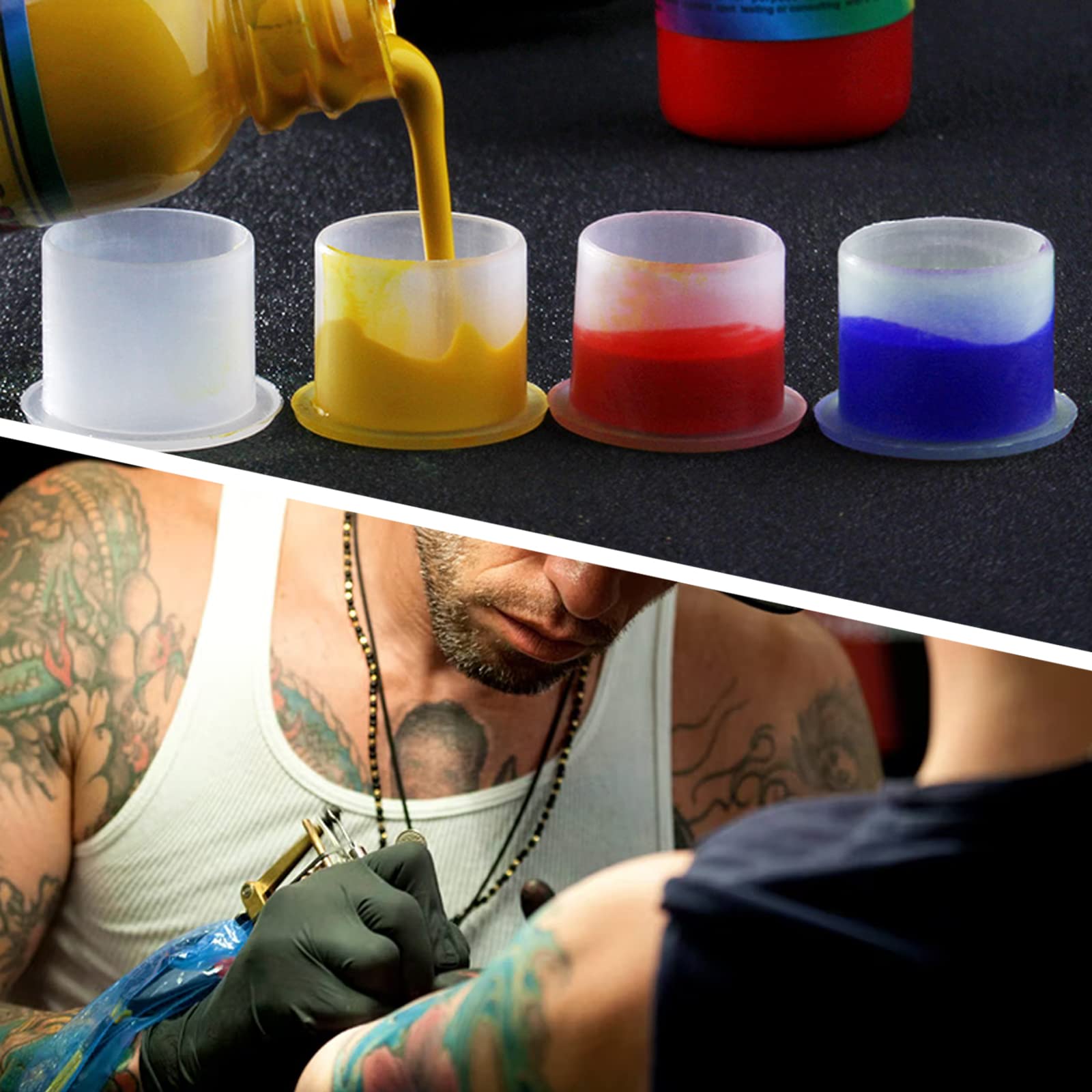 Tattoo Ink Caps - CINRA 500pcs Tattoo Plastic Ink Cups Caps Wide Cup Base Tattoo Supplies (Large)