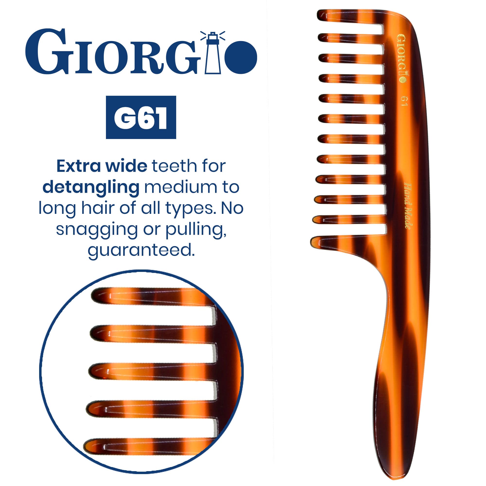 Giorgio Hand Made Flexible Comb 7 Long (Tortoise G61) by GWL