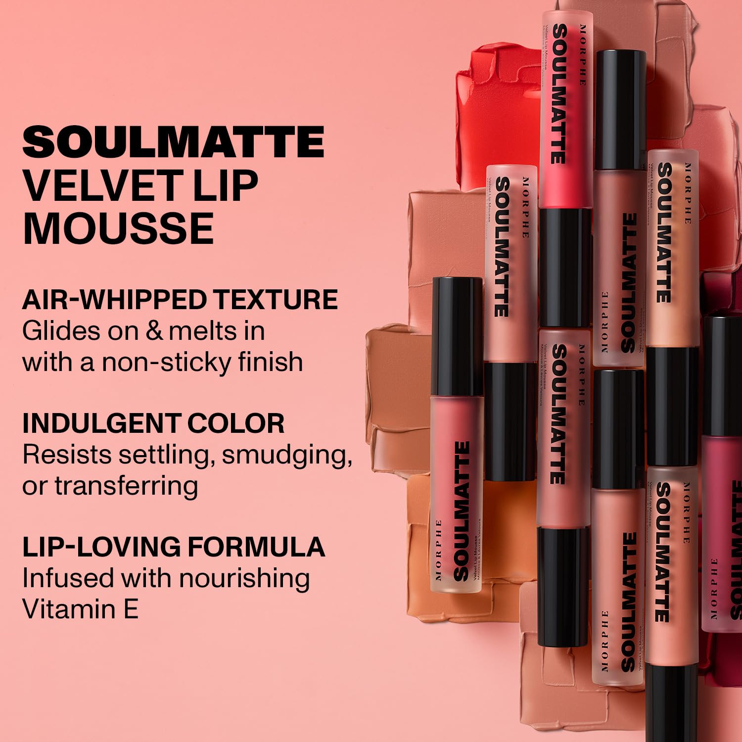 Morphe Soulmatte Velvet Lip Mousse - Air-Whipped Matte Lipstick for Women with Vitamin E to Hydrate, Soften & Smooth - Provides Long Lasting & Velvety Formula - Honey (0.13 Fl Oz)