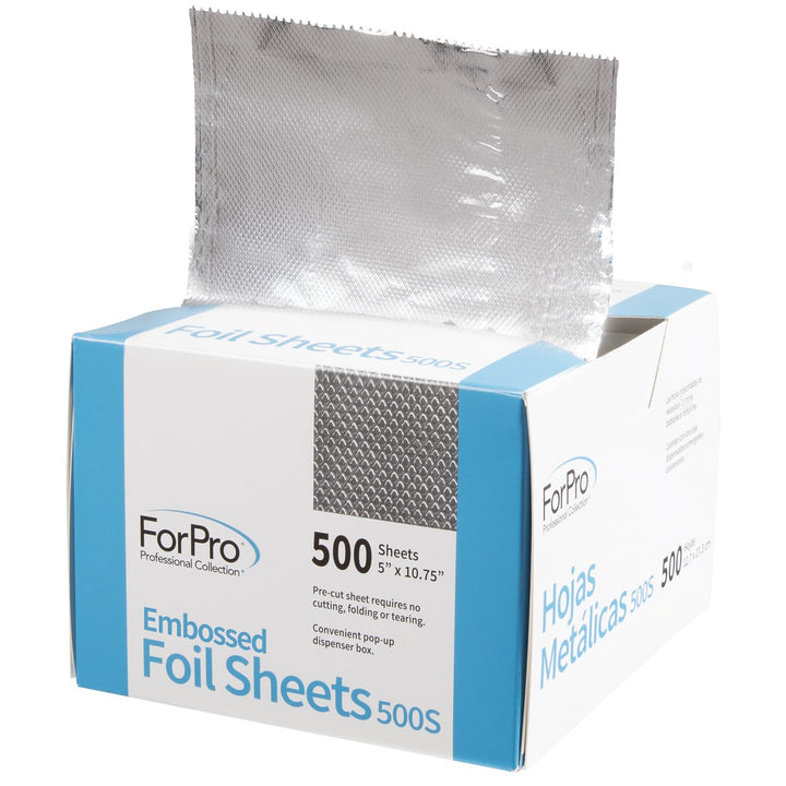 ForPro Embossed Foil Sheets 500S, Aluminum Foil, Pop-Up Dispenser, for Hair Color Application and Highlighting Services, Food Safe, 5ââ‚¬Â W x 10.75ââ‚¬Â L, 500 Count (Pack of 12)