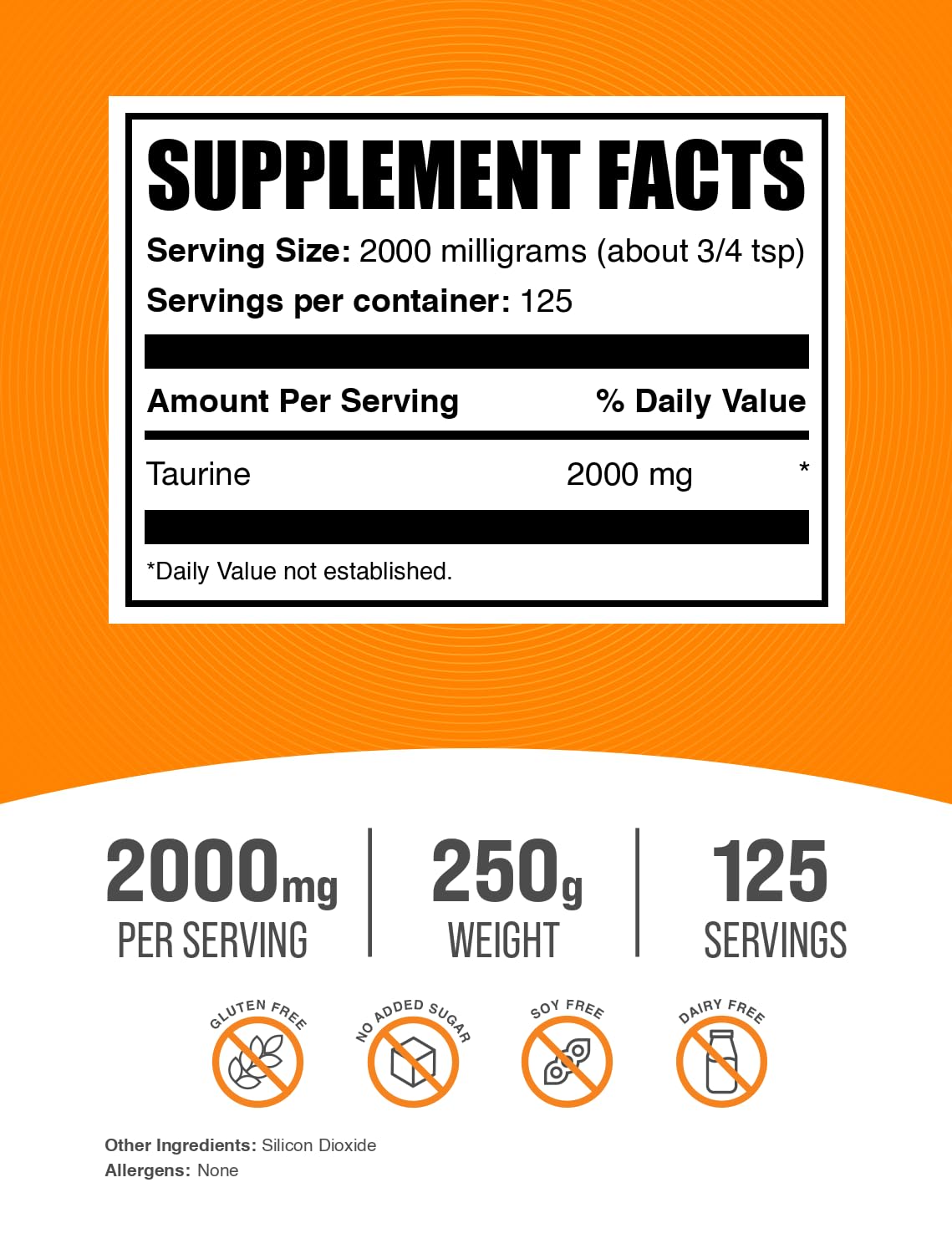 BulkSupplements Pure Taurine Powder (250 grams)