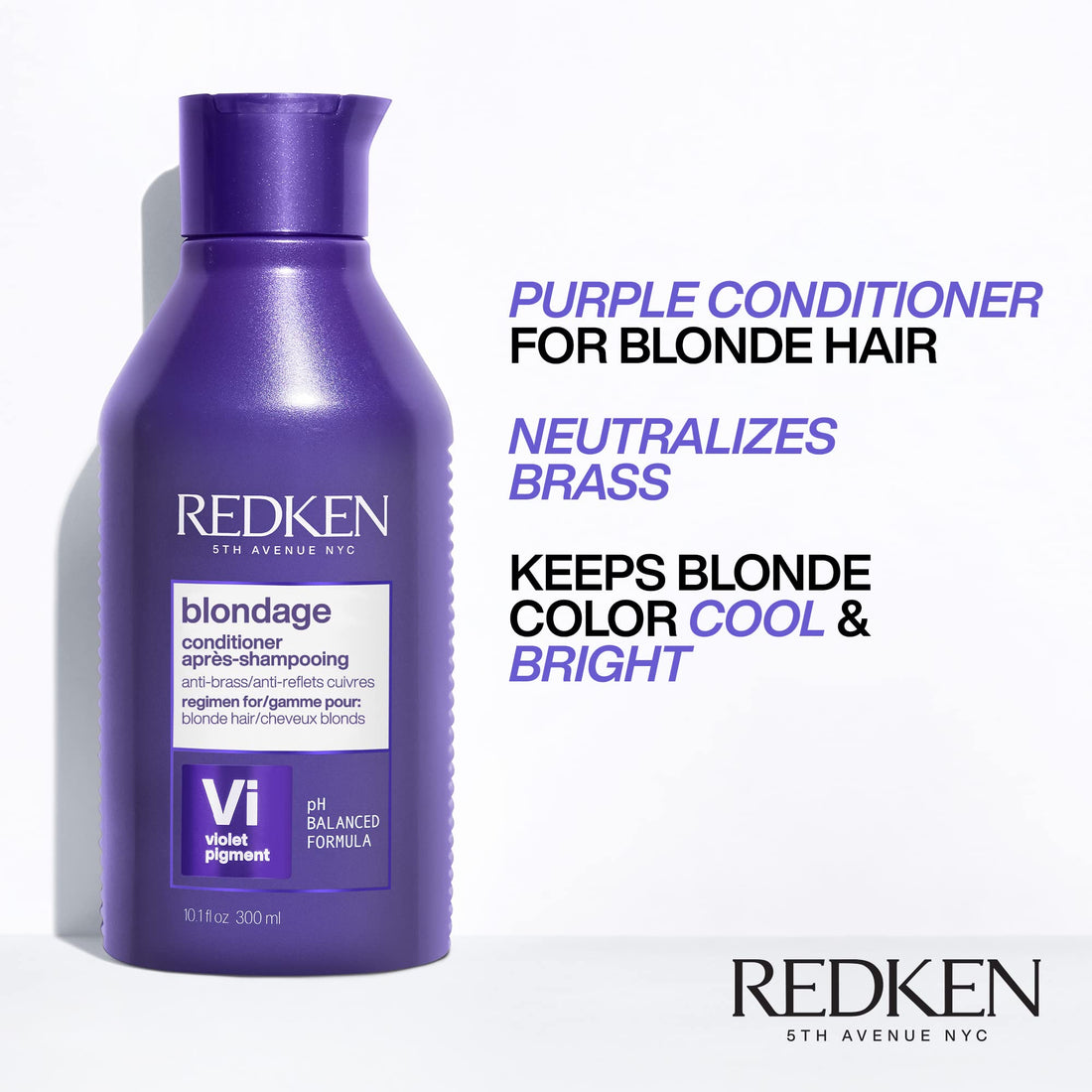 Redken Color Extend Blondage Color Depositing Purple Conditioner | For Blonde Hair | Neutralizes Brass & Moisturizes Hair | With Pure Violet Pigments & Citric Acid | 8.5 Fl Oz, 10.1 fl. oz